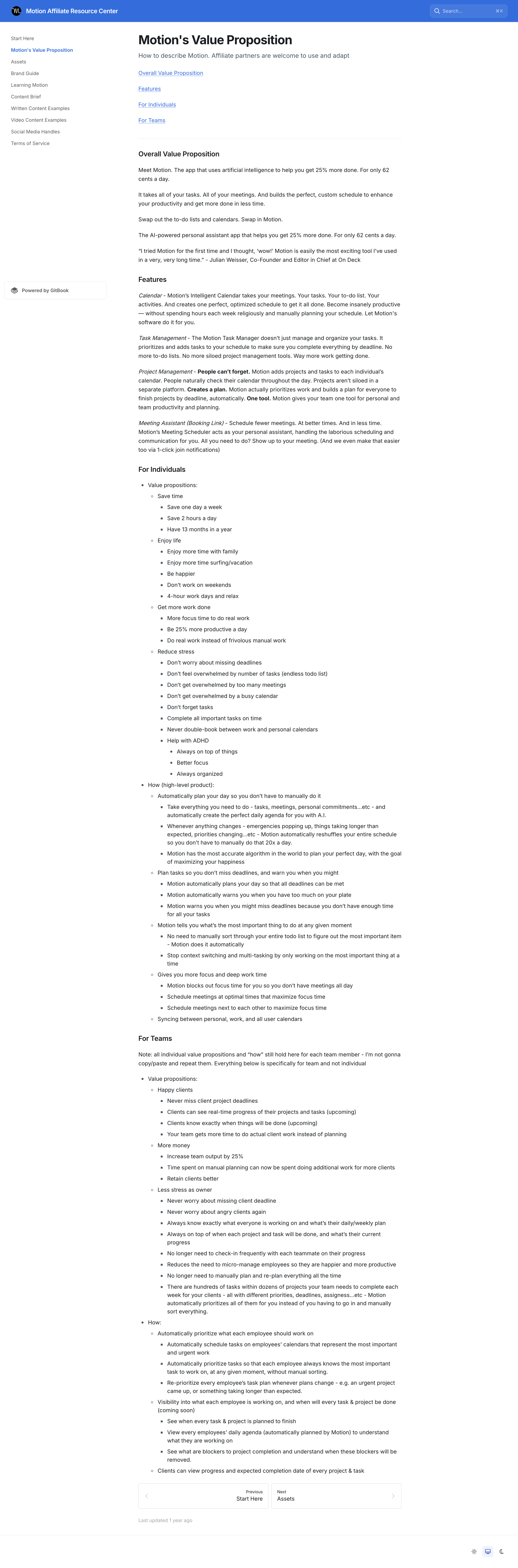 Motion - Motions Value Proposition | Motion Affiliate Resource Center screen