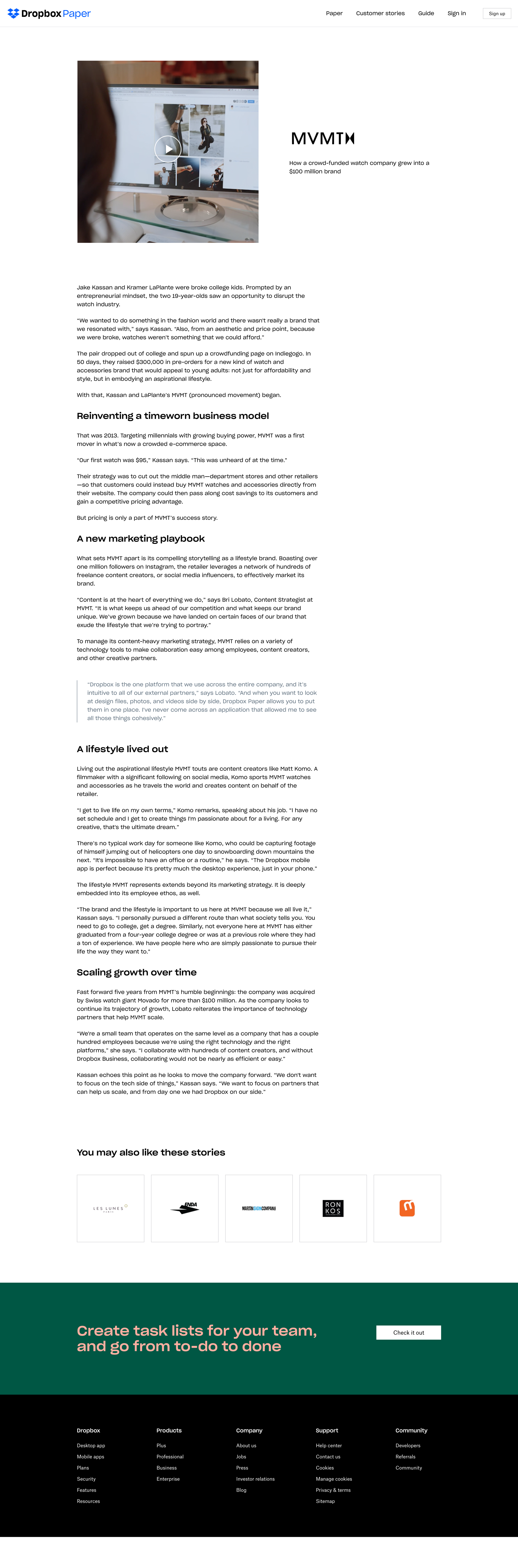 Dropbox paper - MVMT - Dropbox screen