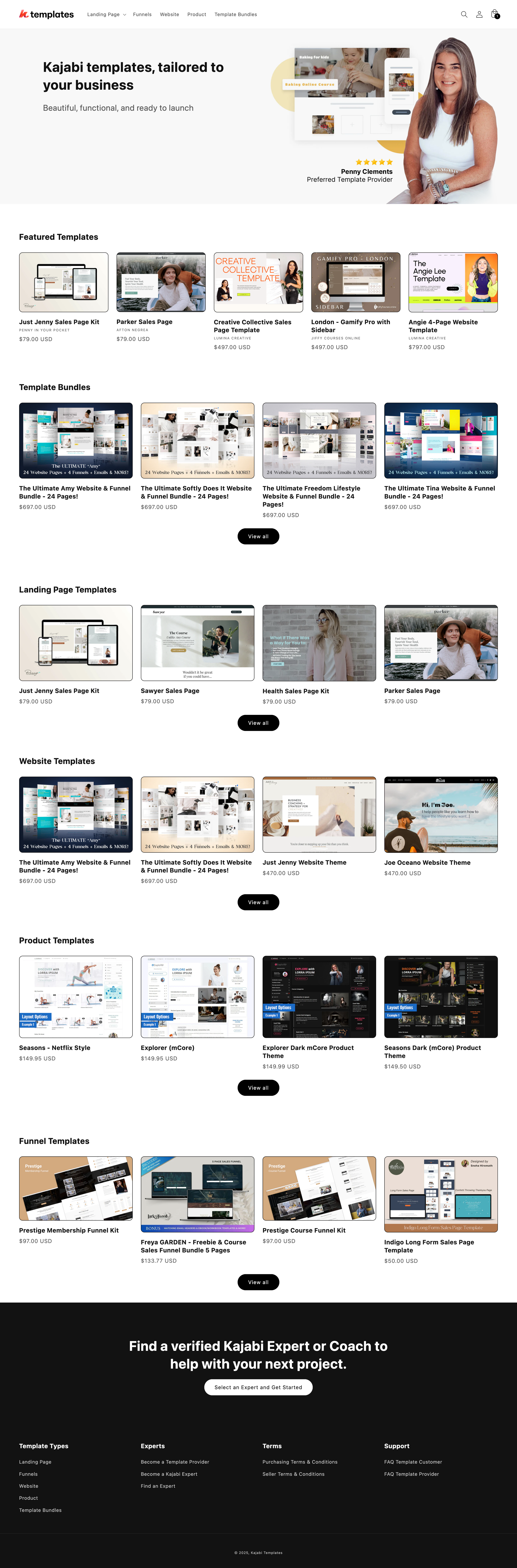 Kajabi - Kajabi Templates screen