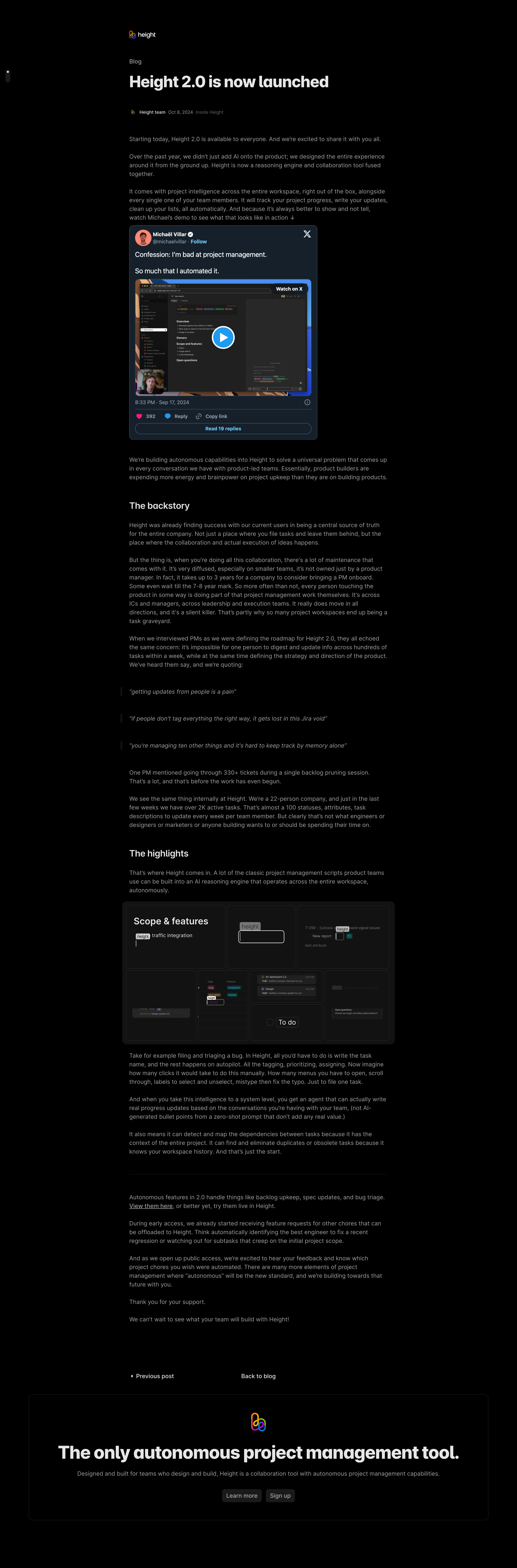Height - Height 2.0 is now launched screen