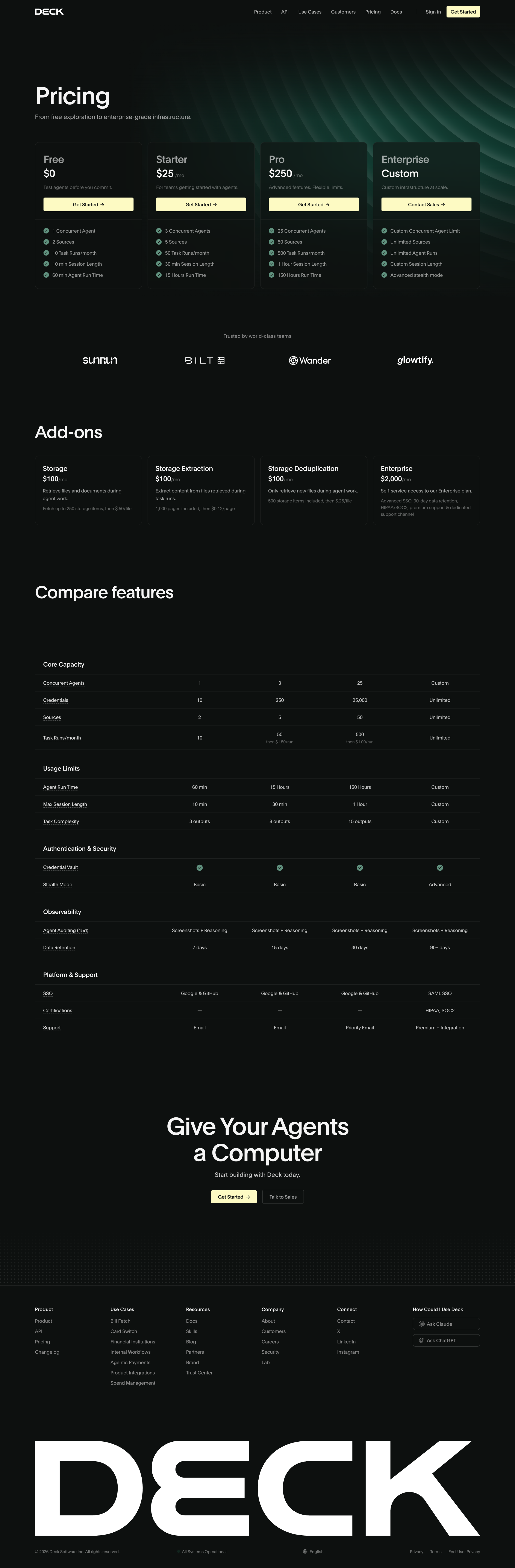 Deck — Pricing from Deck