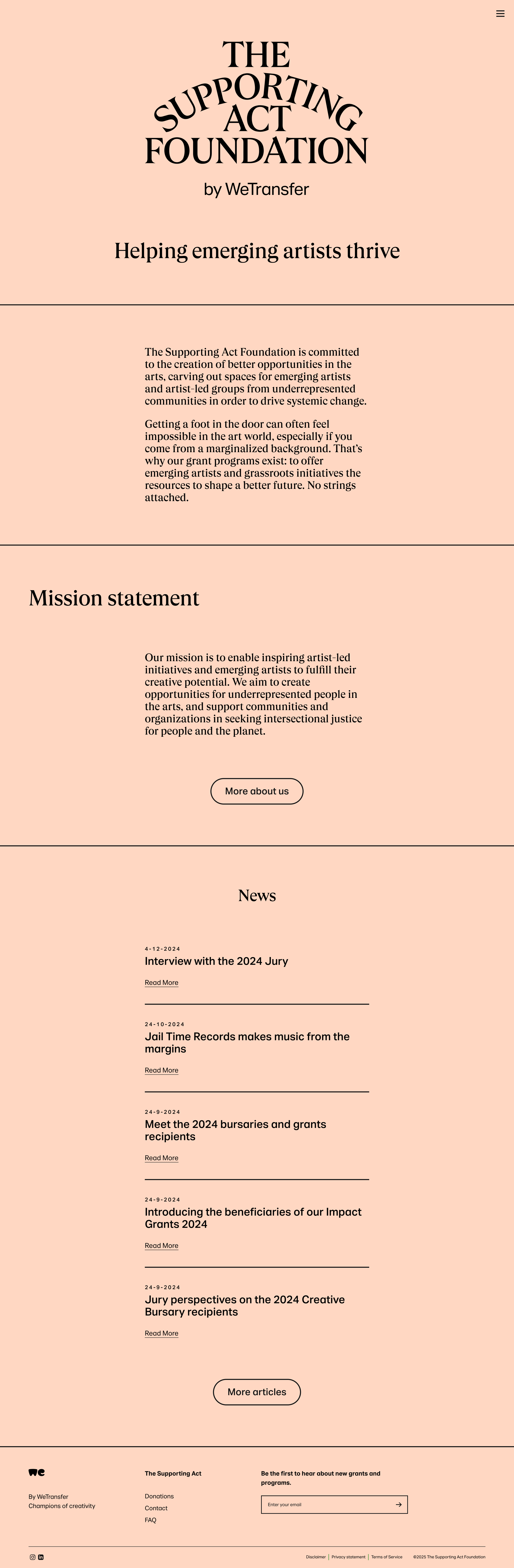 WeTransfer - The Supporting Act screen