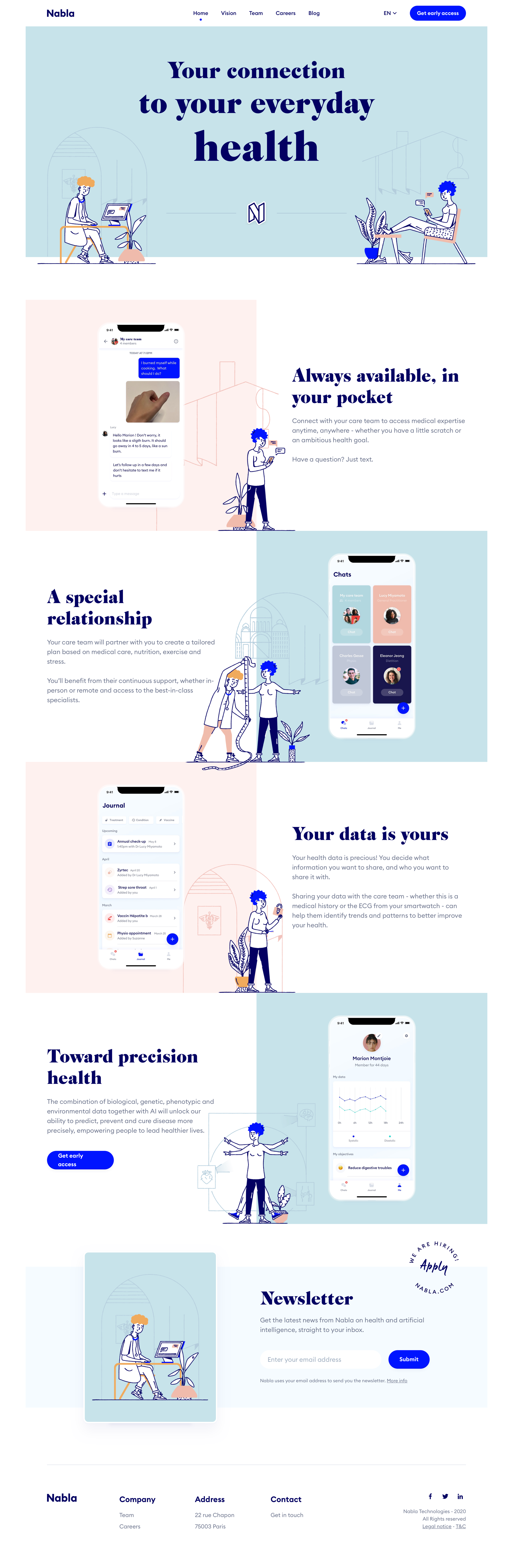 Nabla - Landing page screen