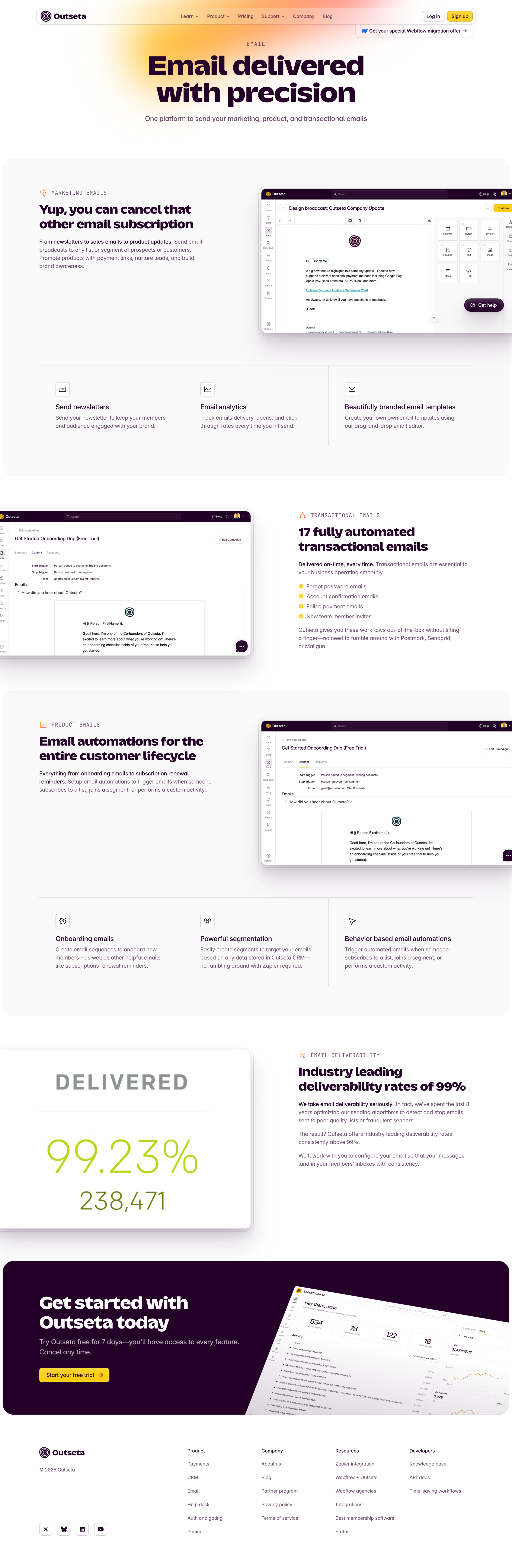 Outseta - Email for SaaS & memberships Outseta screen