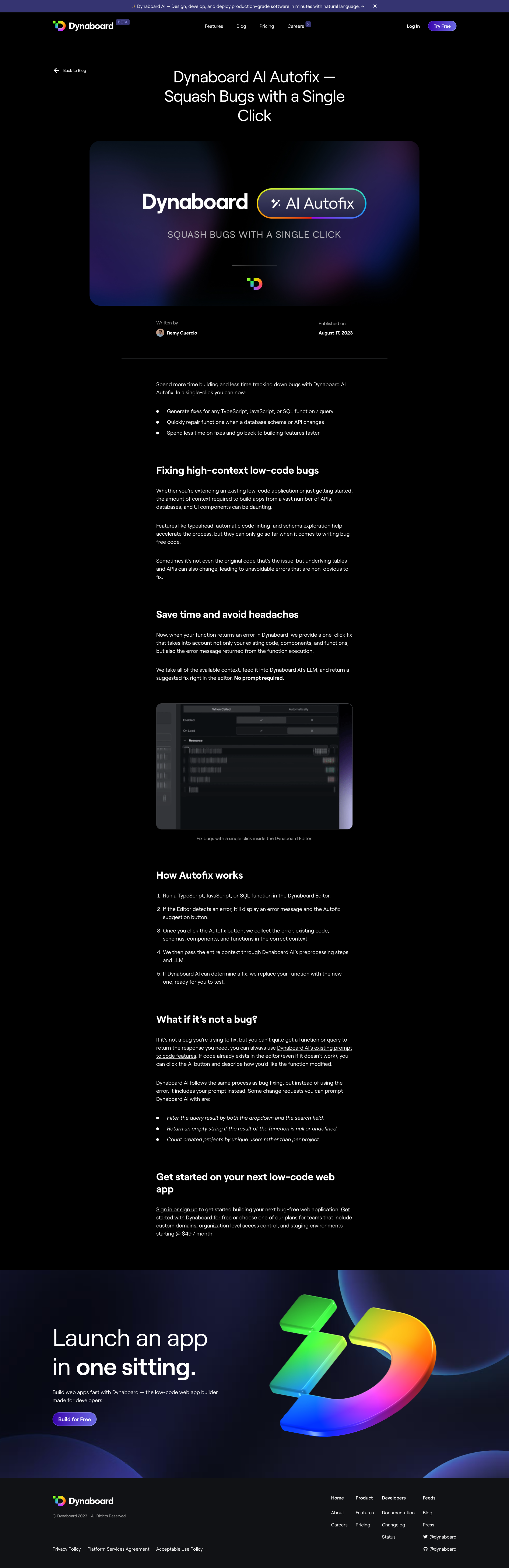Dynaboard - Dynaboard AI Autofix — Squash Bugs with a Single Click screen