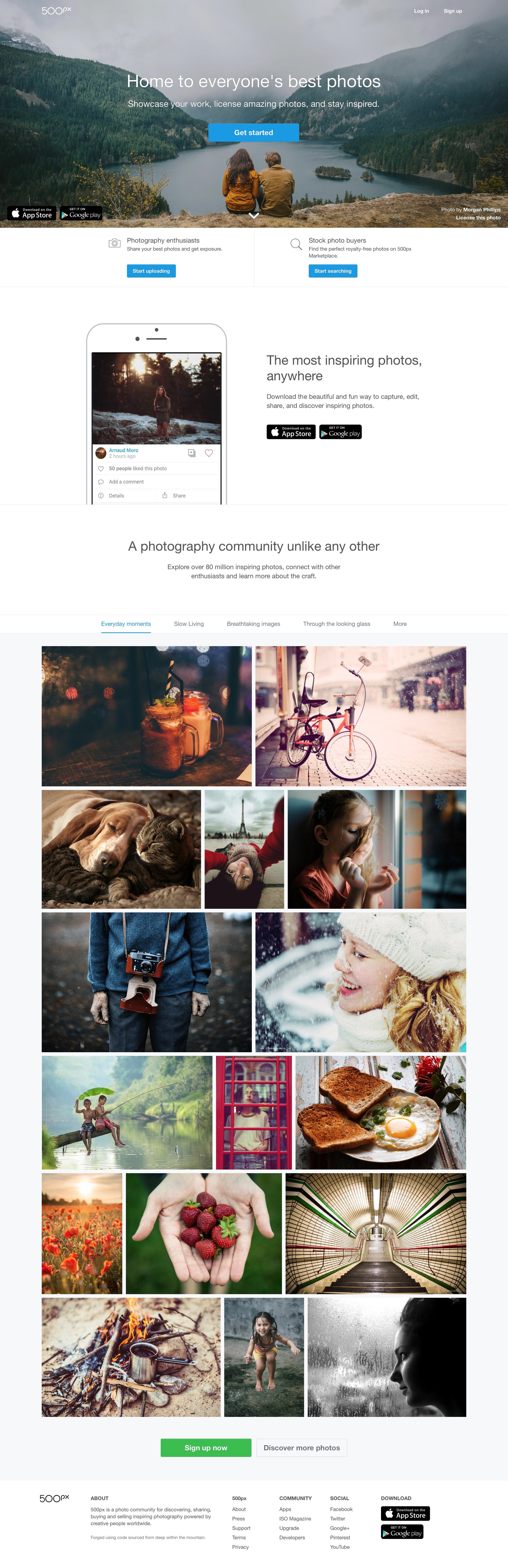 500px - Landing page screen