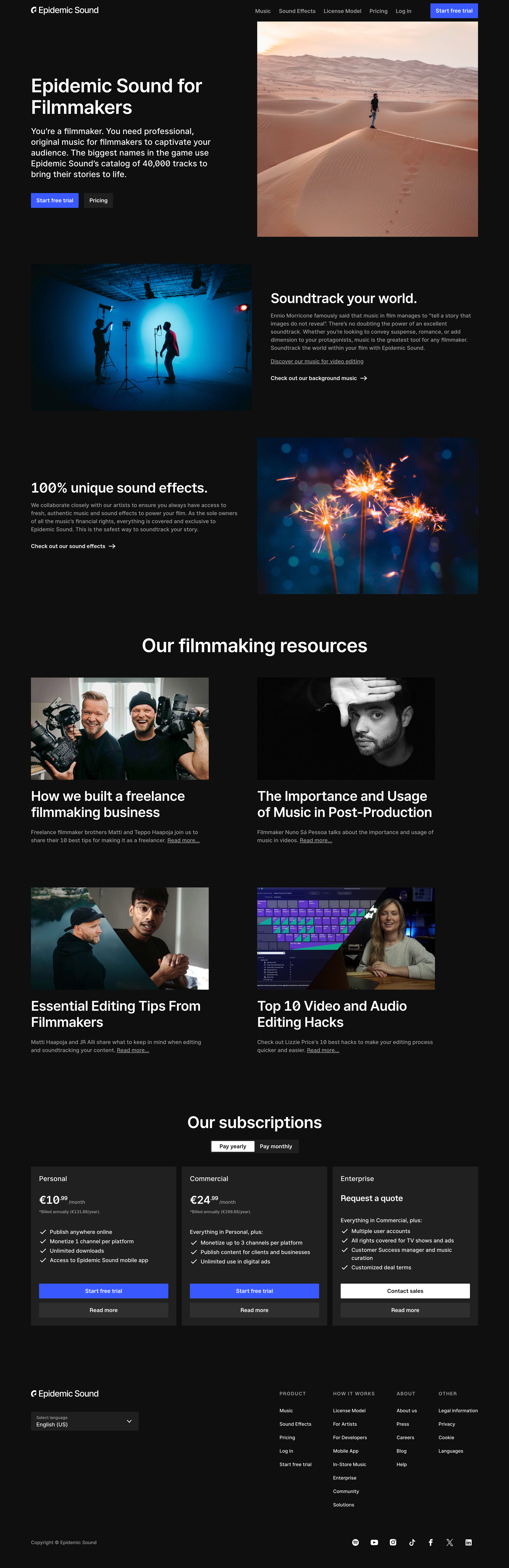 Epidemic Sound - Epidemic Sound for Filmmakers | Epidemic Sound screen