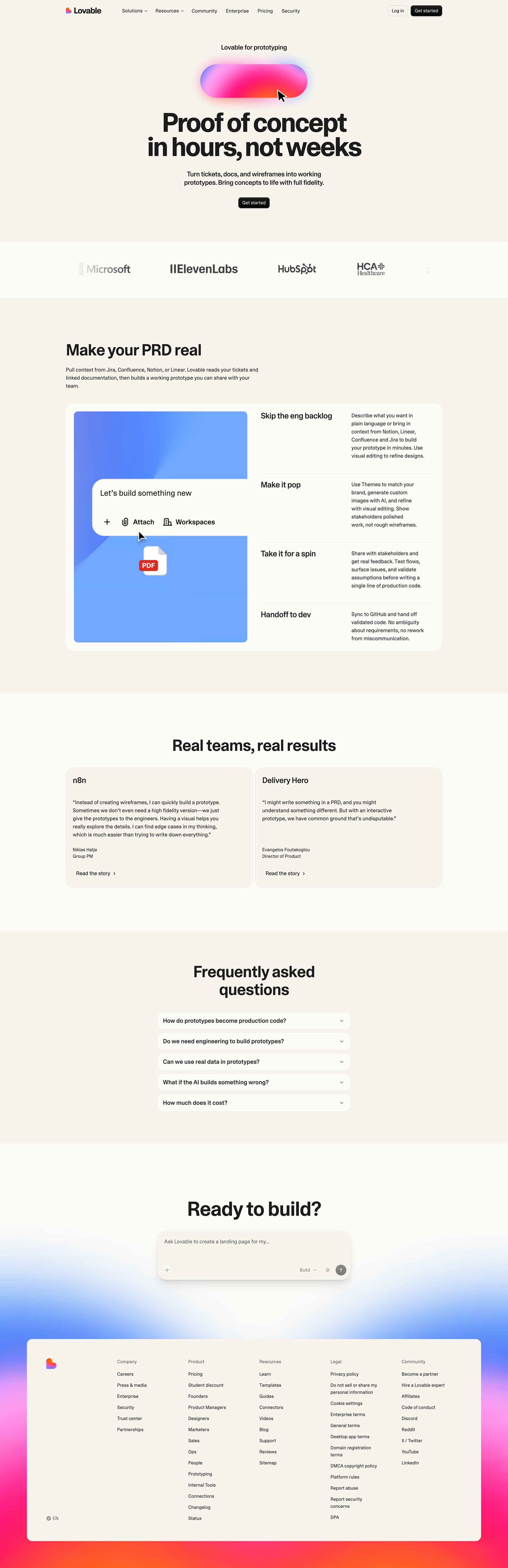 Lovable - For Prototypers screen