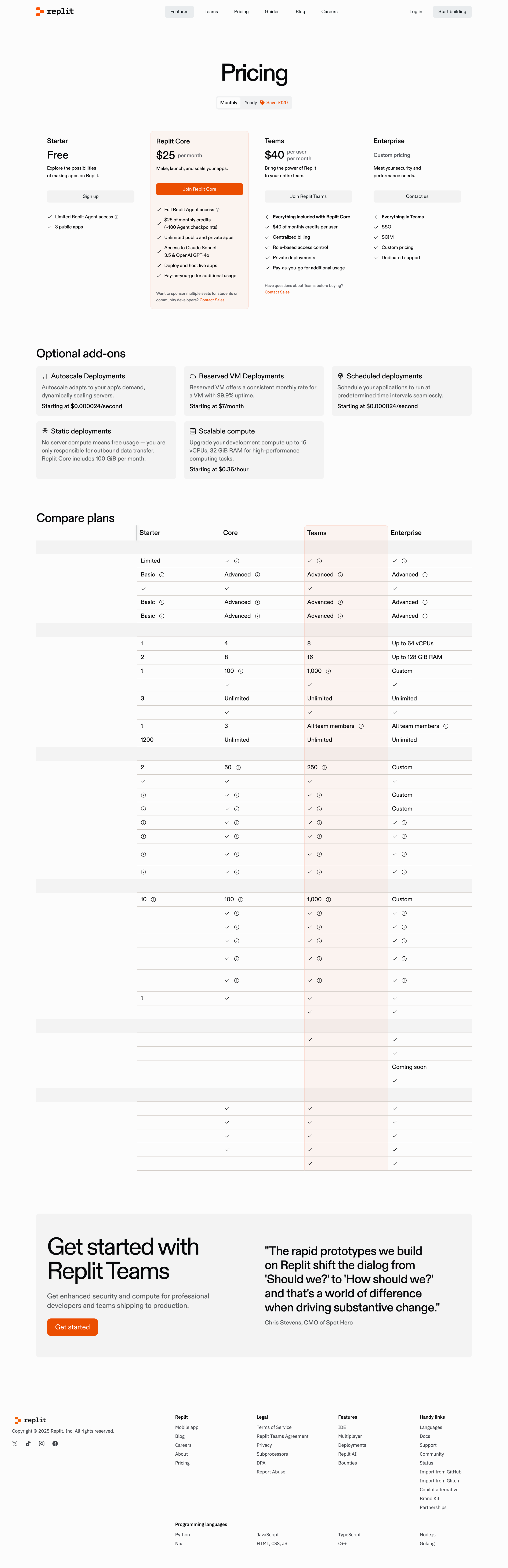 Replit - Pricing - Replit screen
