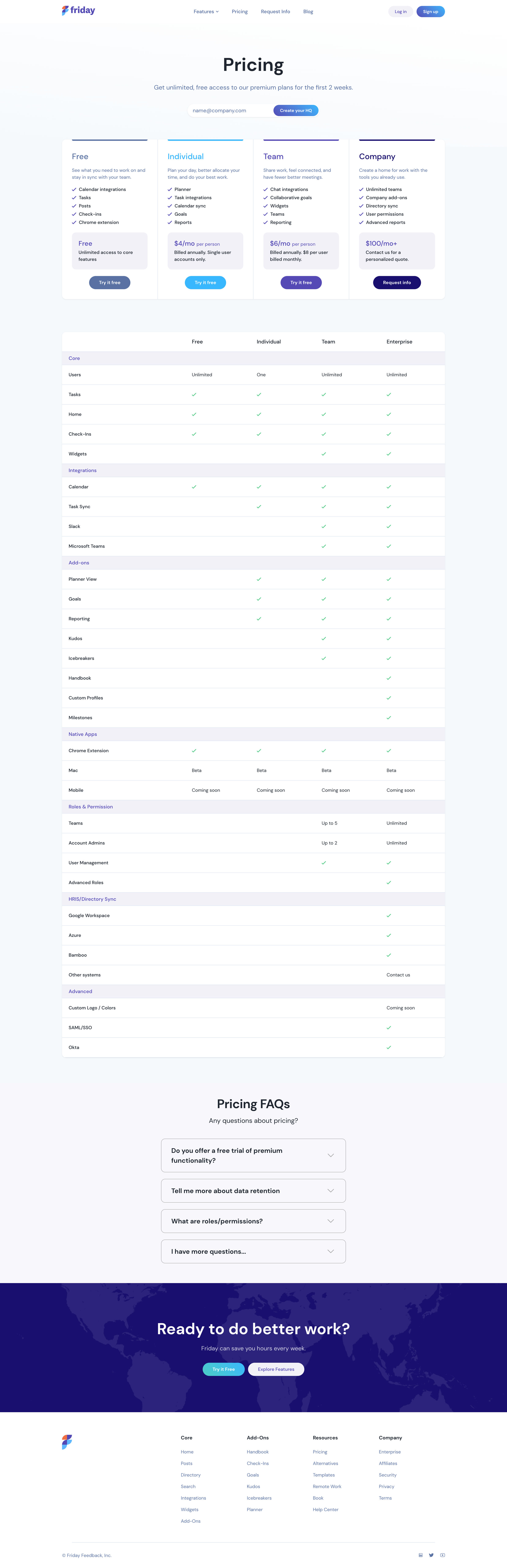 Friday - Pricing | Friday.app screen