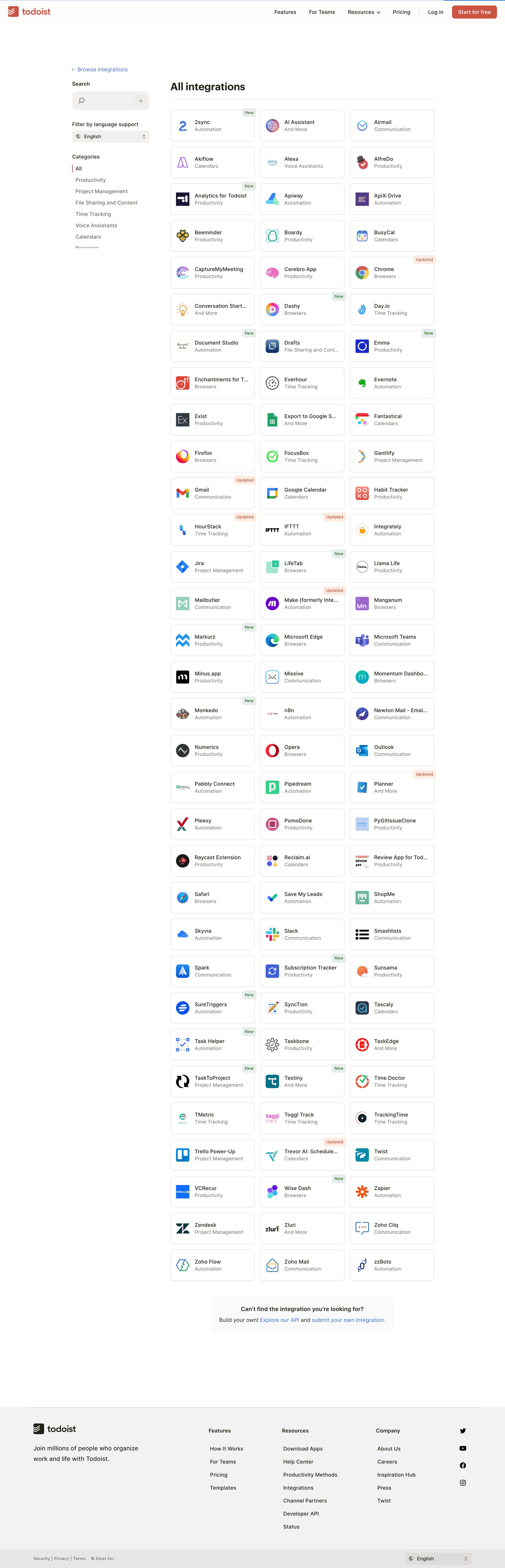Todoist - Integrations | Todoist screen