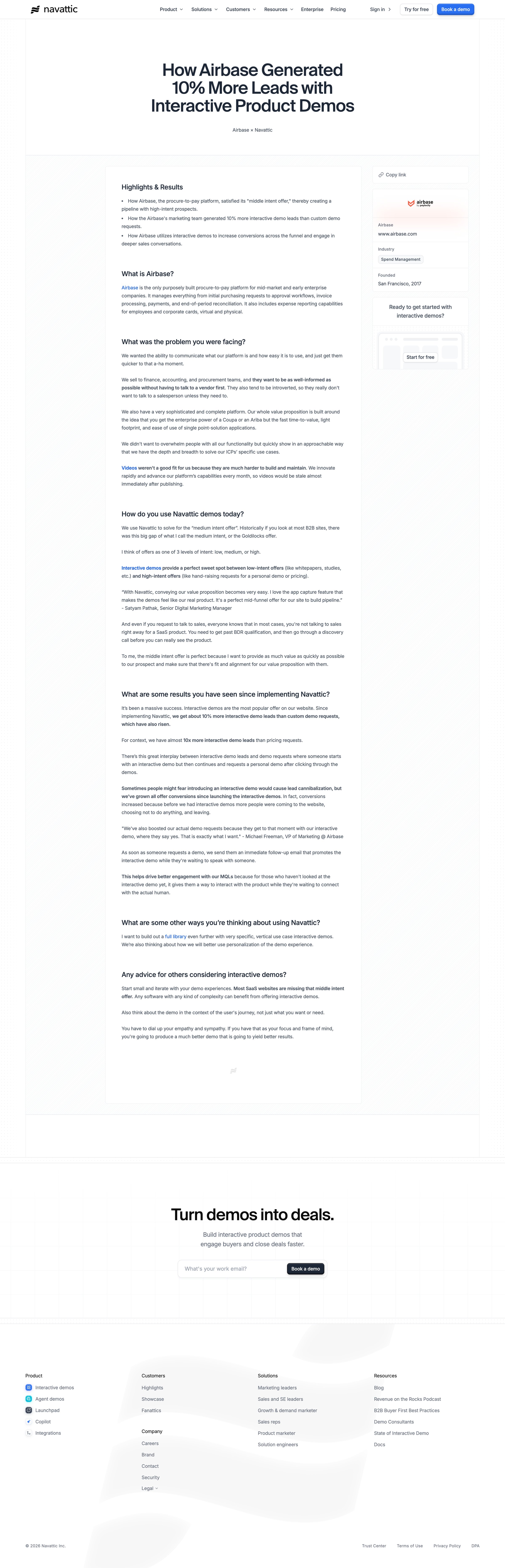 Navattic - How Airbase Generated 10 More Leads with Interactive Product Demos screen