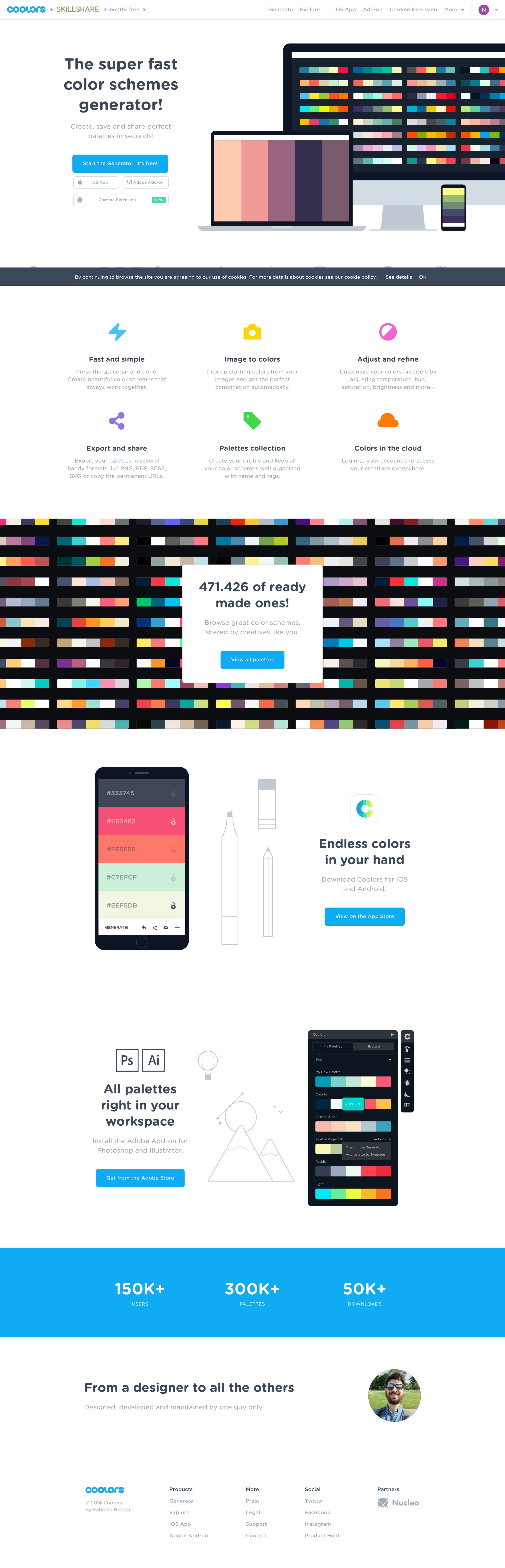 Coolors - Landing page screen