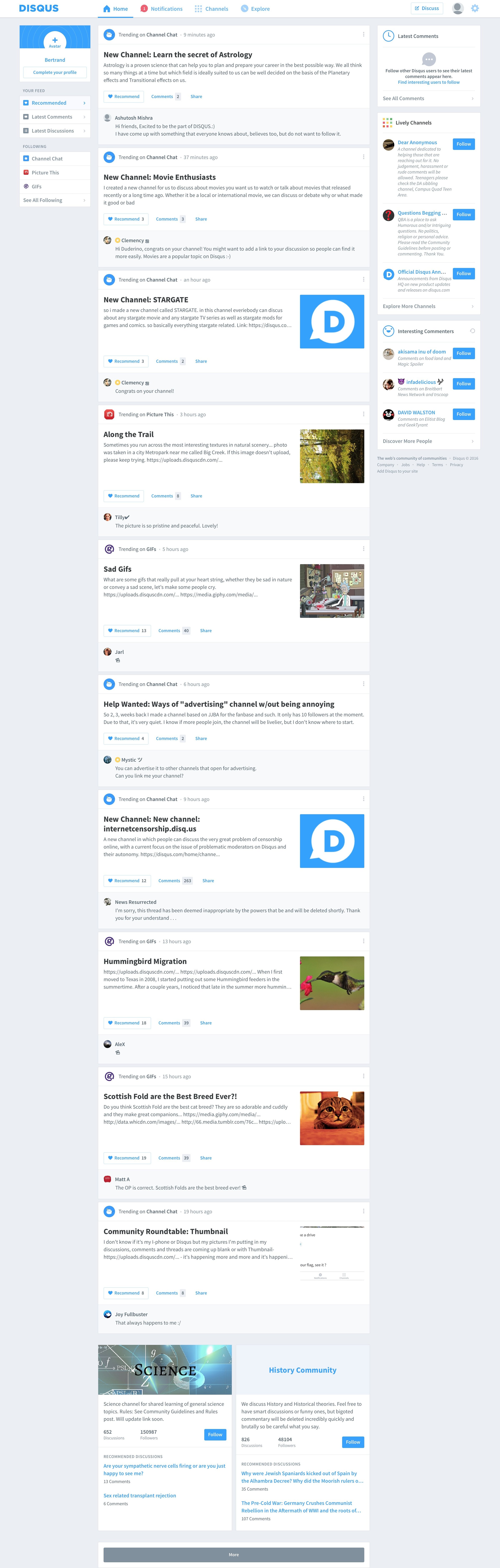 Disqus - Home screen