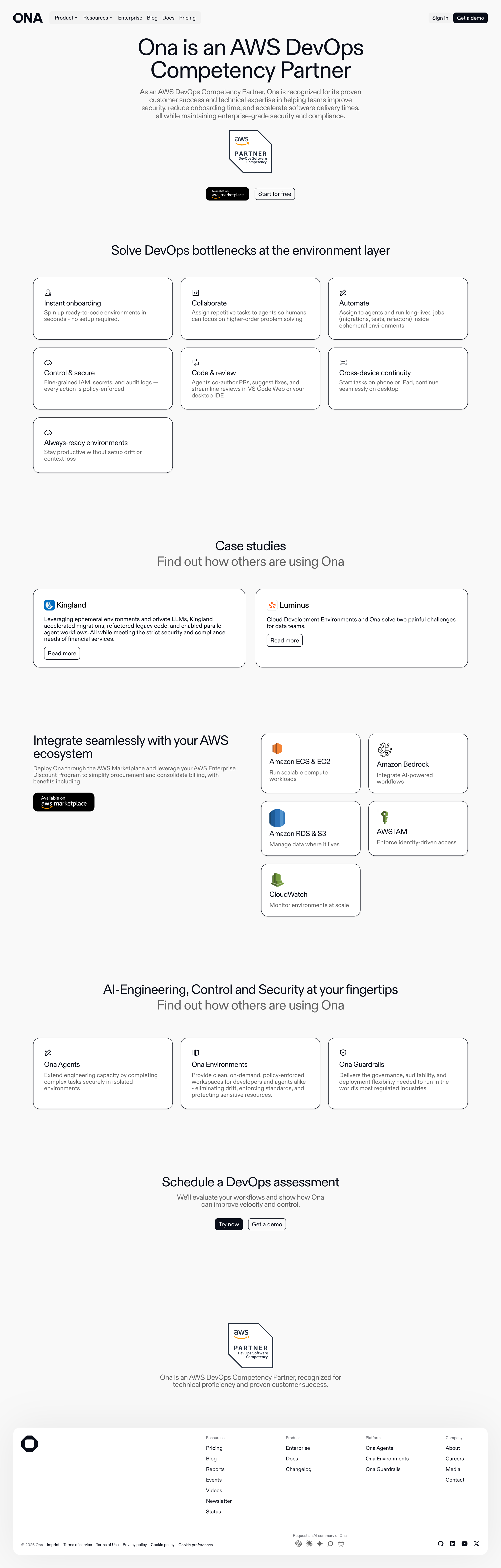 Ona - Ona is an AWS DevOps Competency Partner Ona - AI software engineers screen