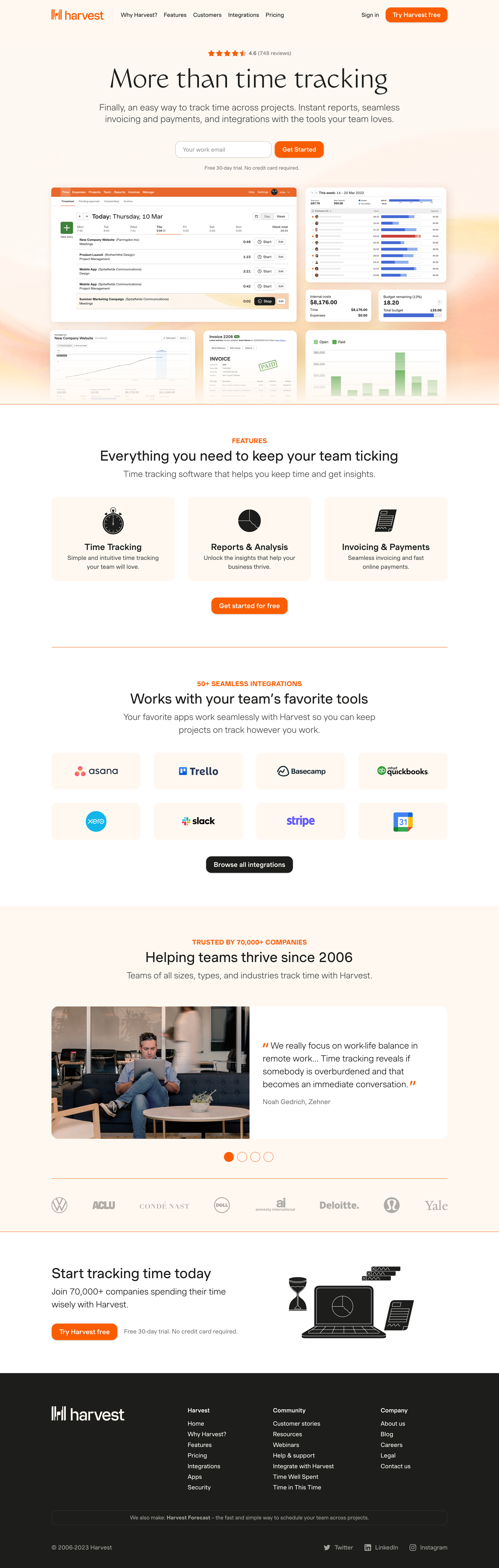 Harvest - Time Tracking Software With Invoicing | Harvest screen