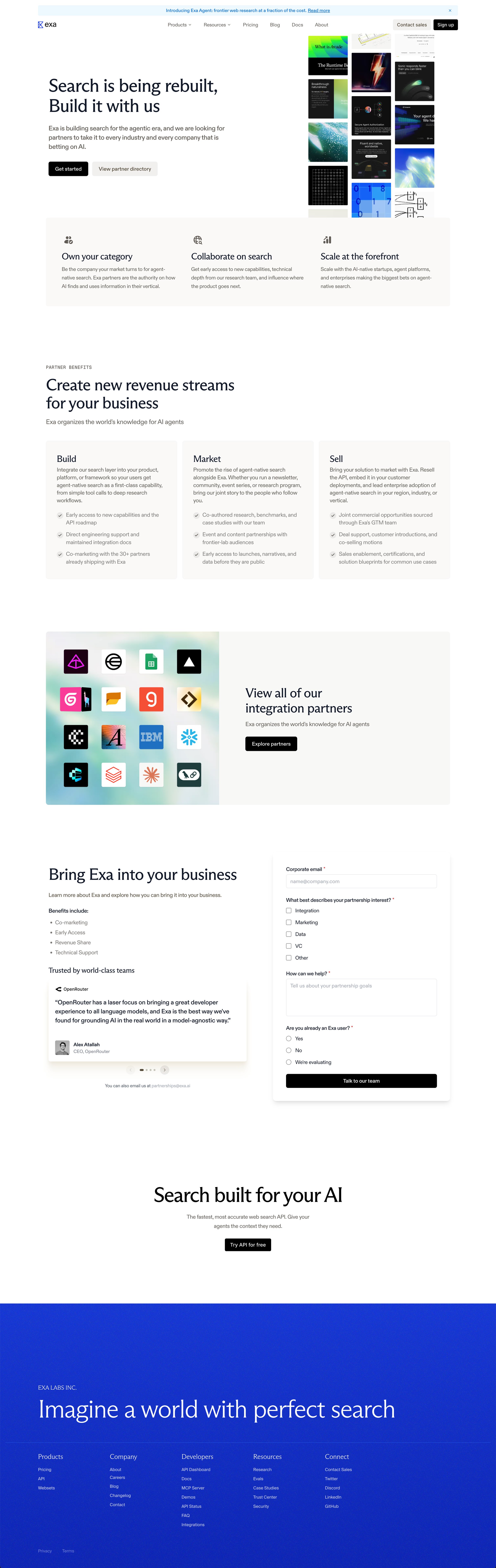 Exa - Partner with Exa — Accelerate Your Growth screen