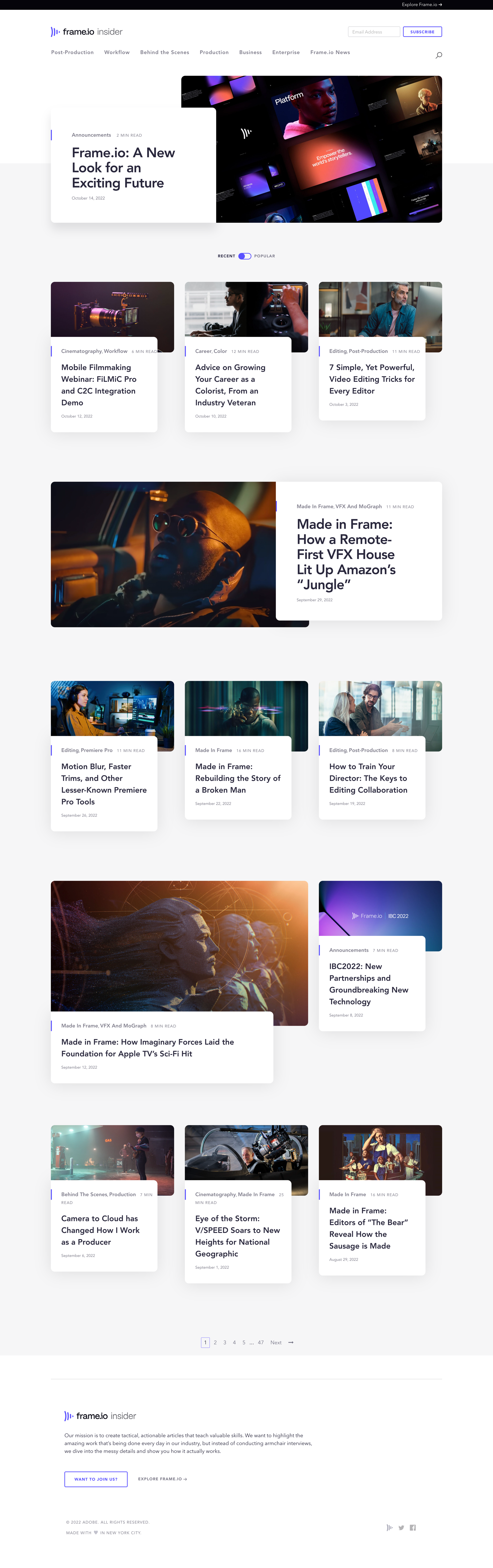 Frame.io - Frame.io Insider - Tactical articles for post-production professi screen