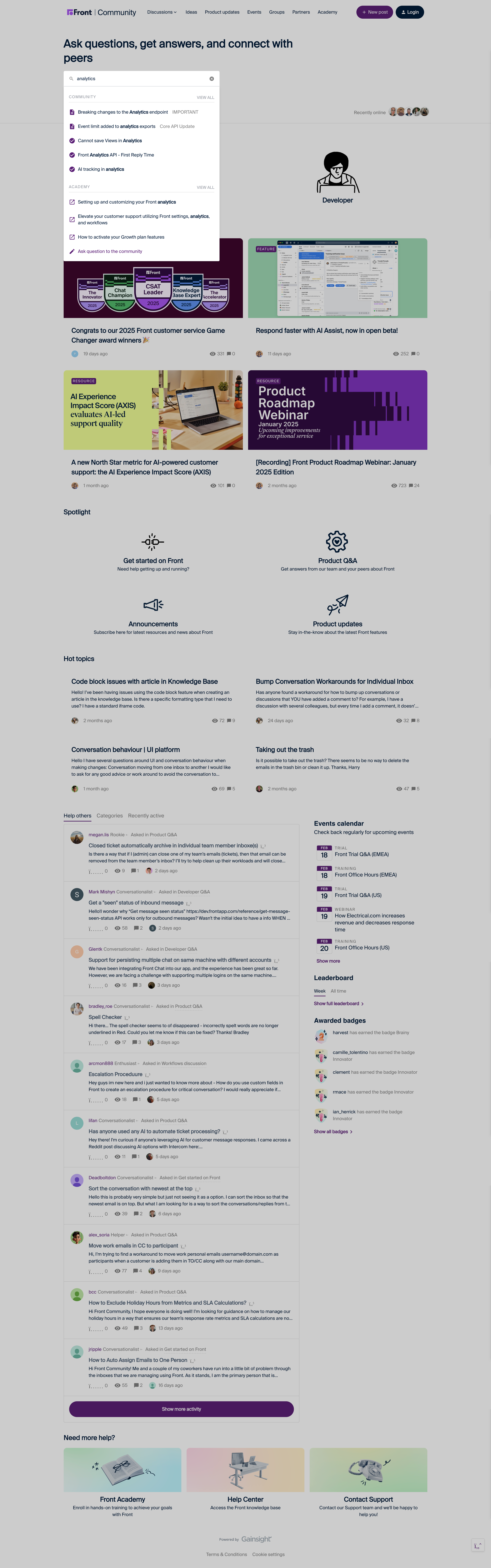 Front - Front Community | Community screen