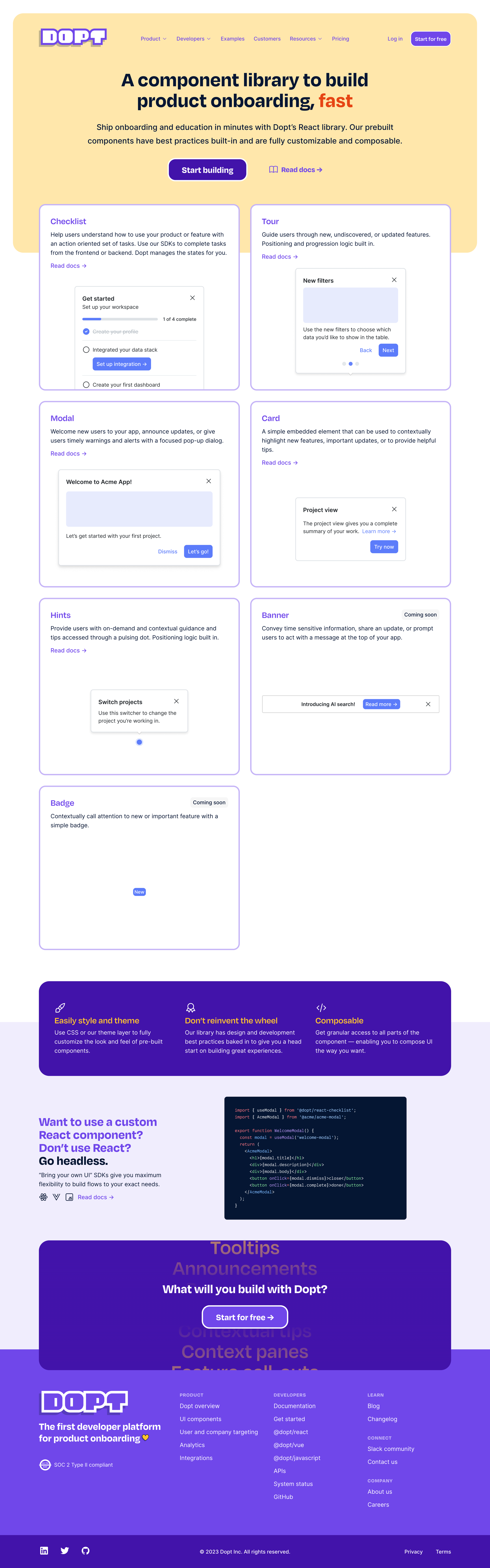 Dopt - Onboarding and education component library — Dopt screen