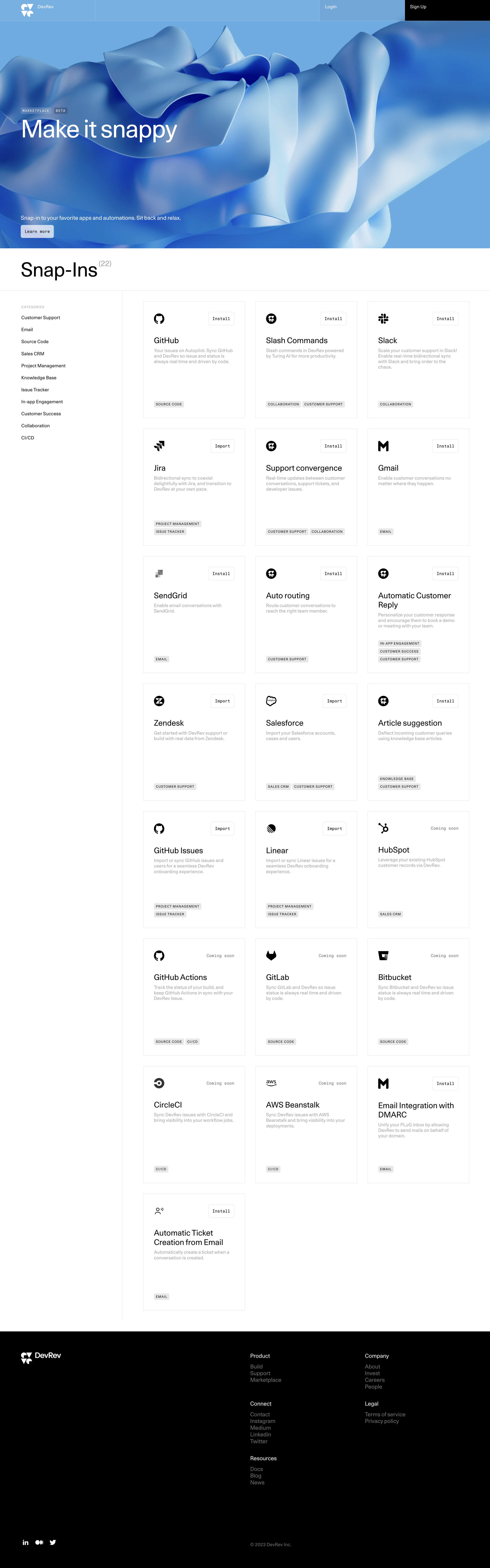DevRev - Integrate DevRev with Jira, GitHub, Slack and many more to automa screen