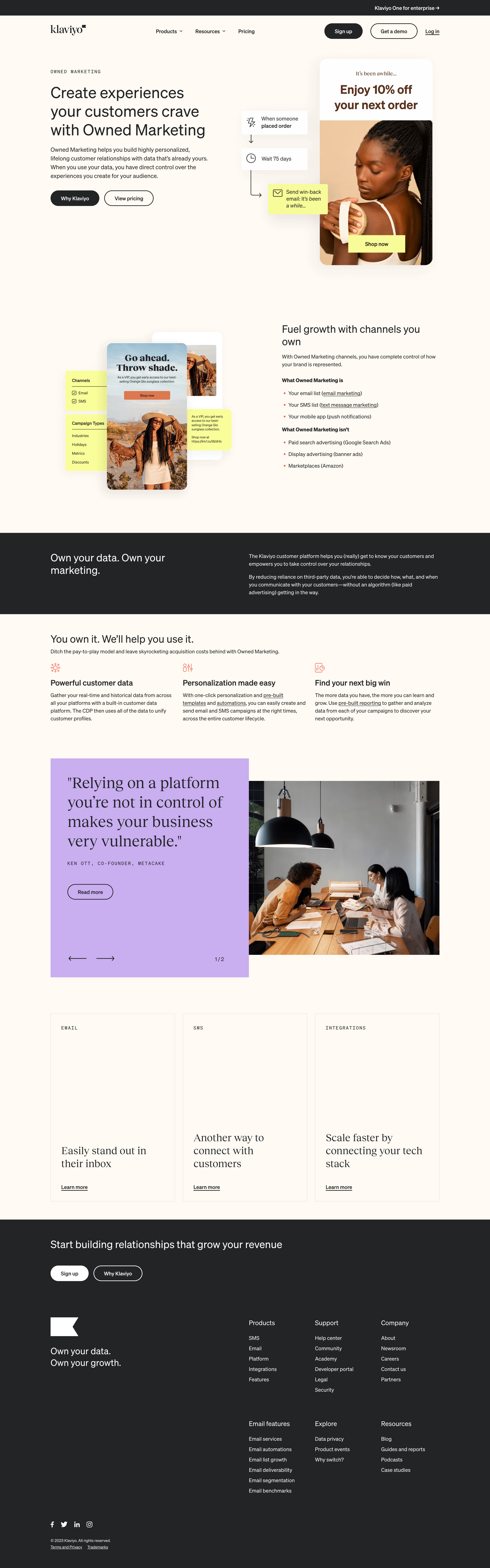 Klaviyo - Owned Marketing Simplifying Owned Media Channels | Klaviyo screen