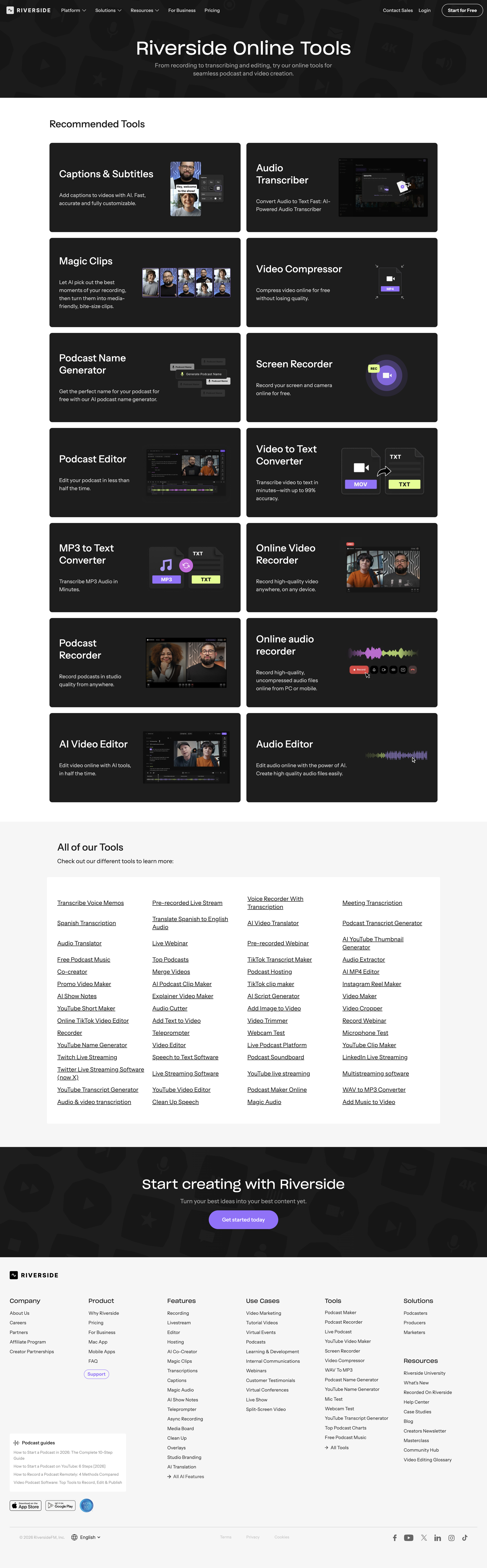 Riverside - Tools for Podcasters & Video Creators - Riverside screen