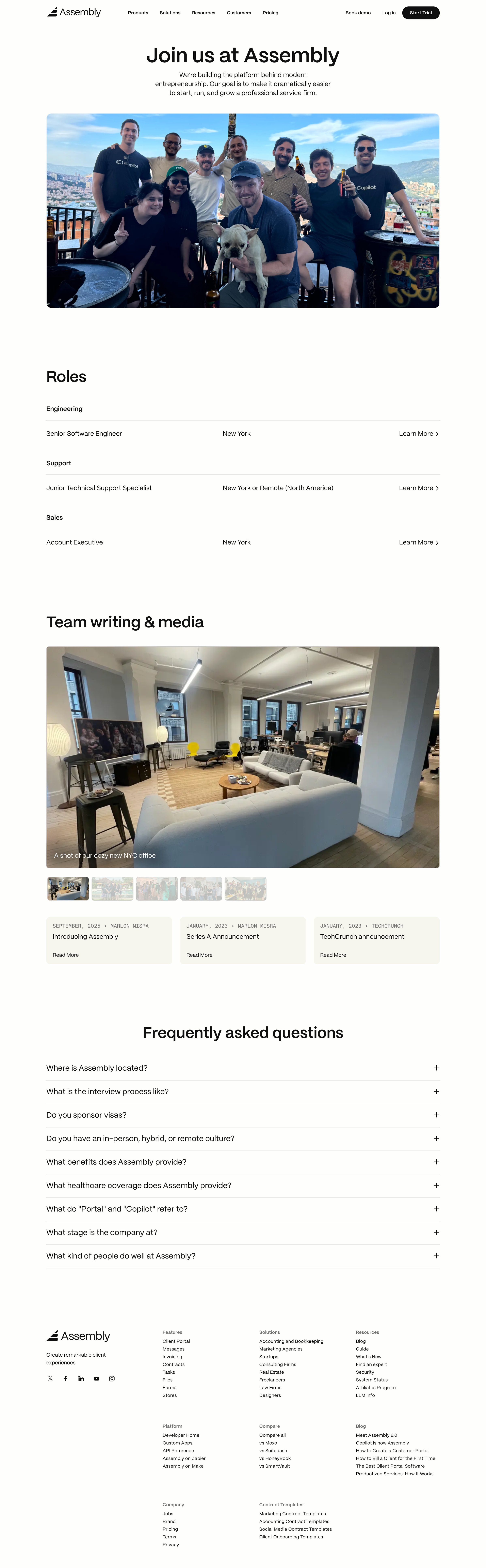 Assembly AI App Builder - Assembly Jobs Join our Team screen