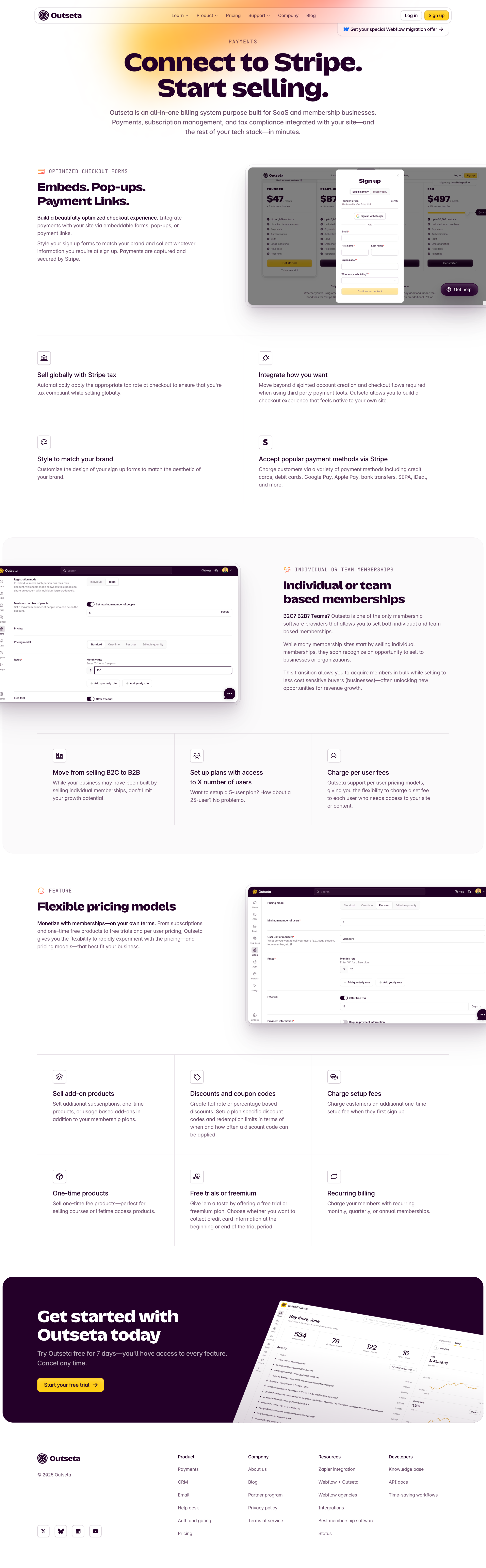 Outseta - SaaS & Membership Billing and Payments Outseta screen