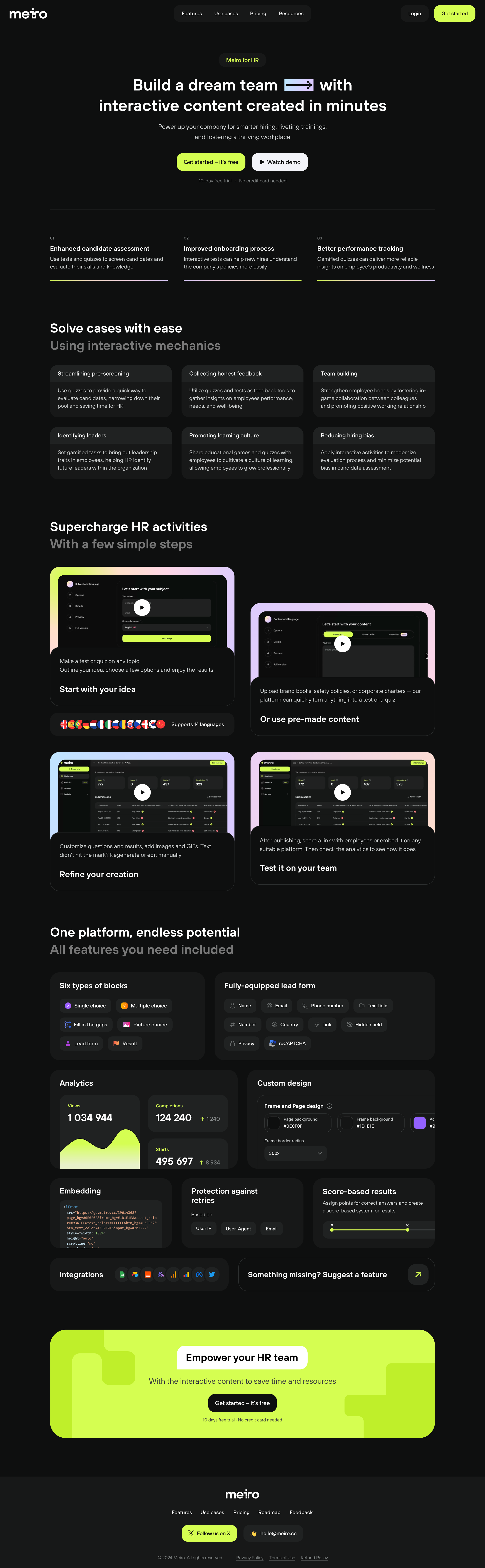 Meiro - Meiro for HR · Build a dream team with interactive content create screen