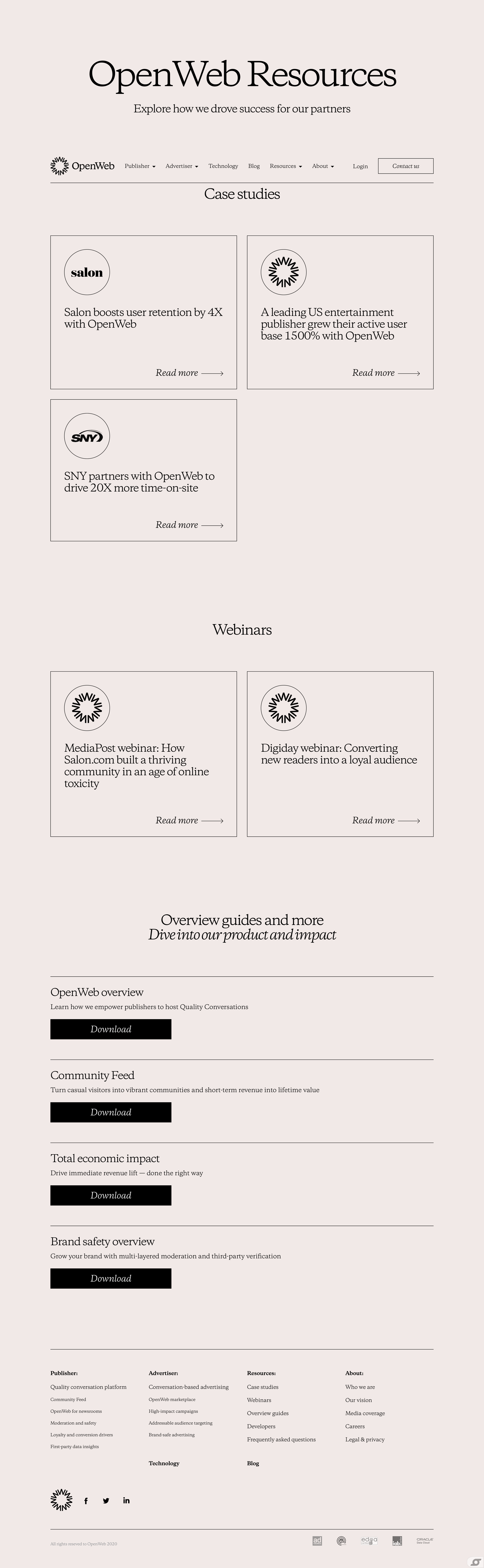 OpenWeb - Customers stories screen
