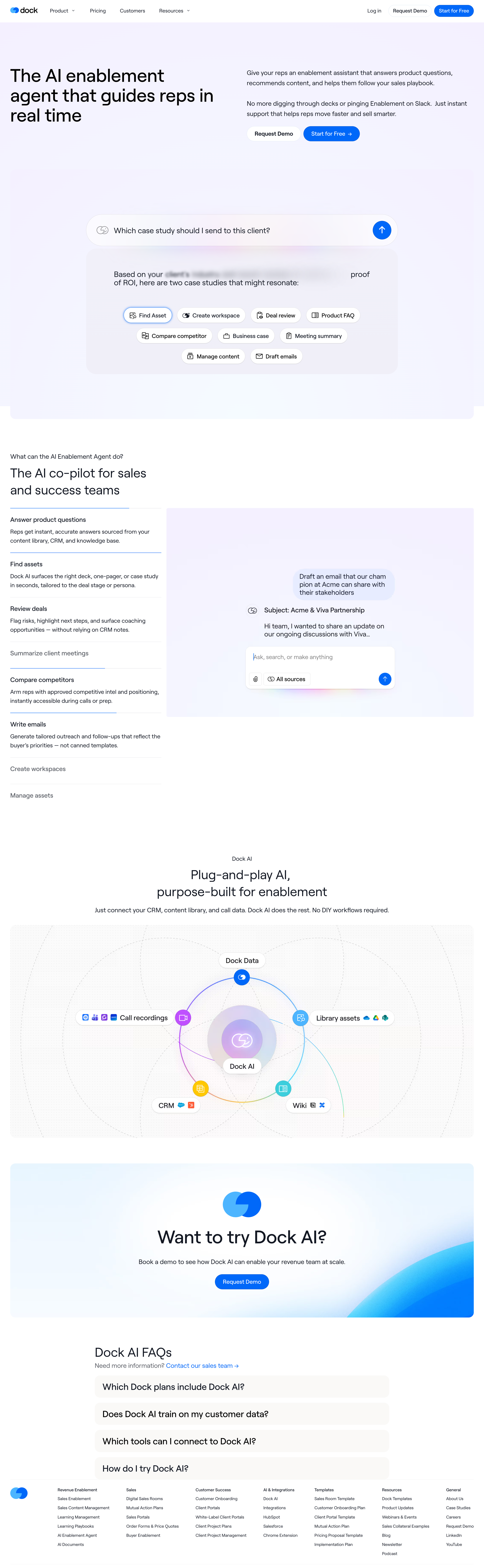 Dock - Dock AI Enablement Agent | The AI co-pilot for revenue teams screen