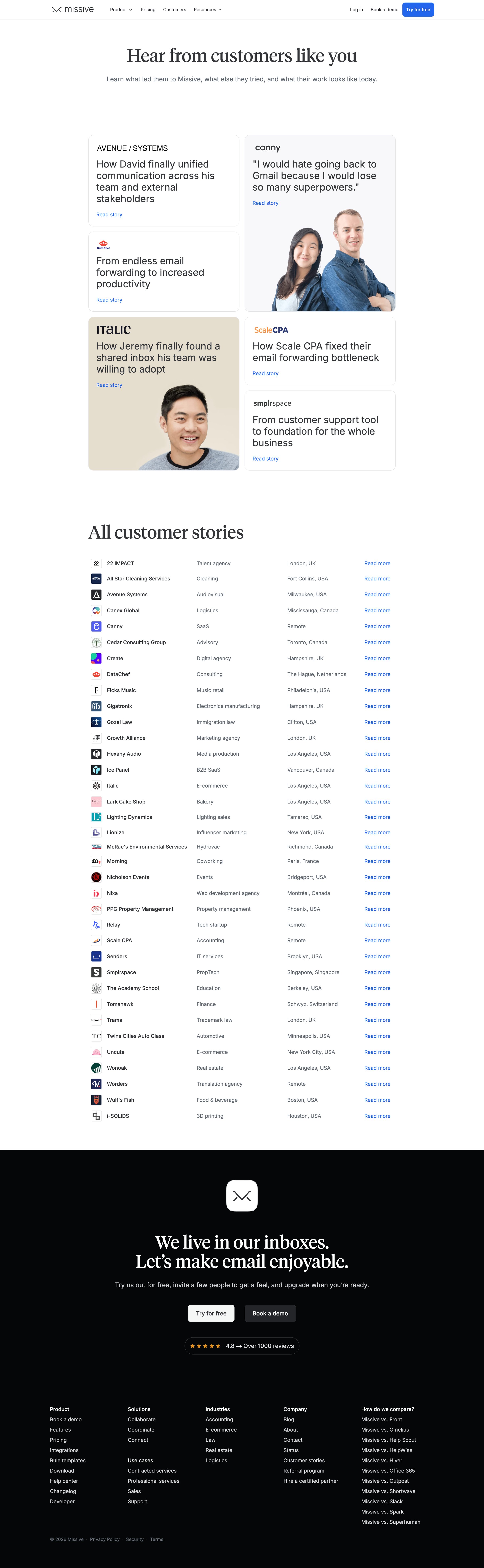 Missive - Customer Stories · Missive screen