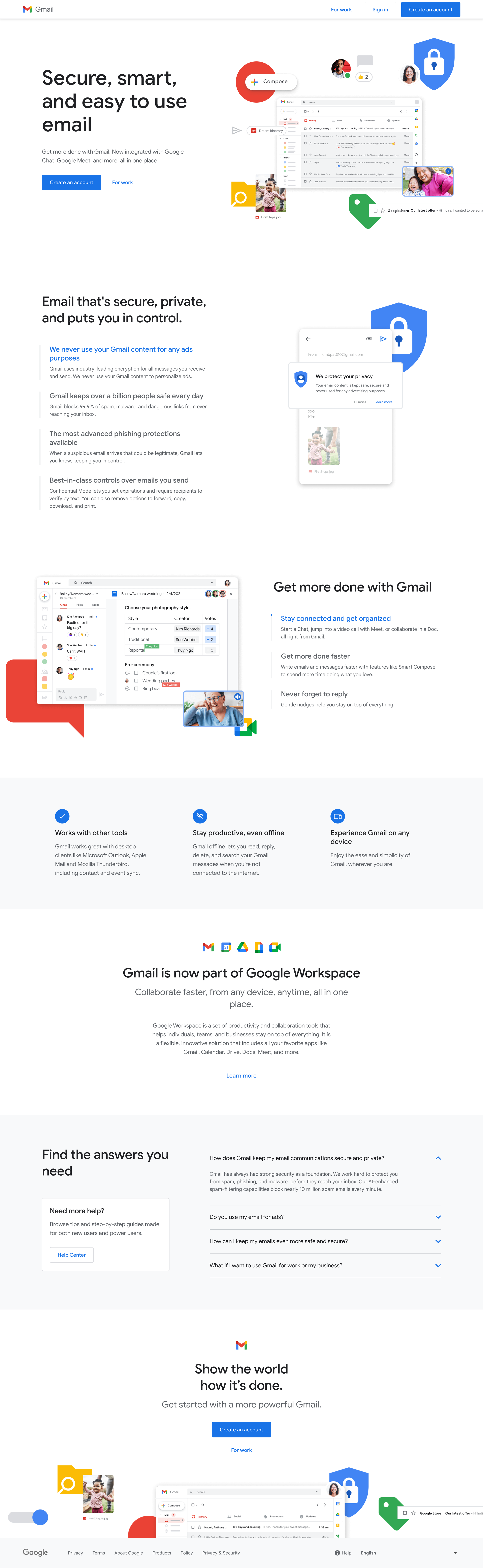 Google Mail - Gmail Free, Private | Secure Email Google Workspace screen