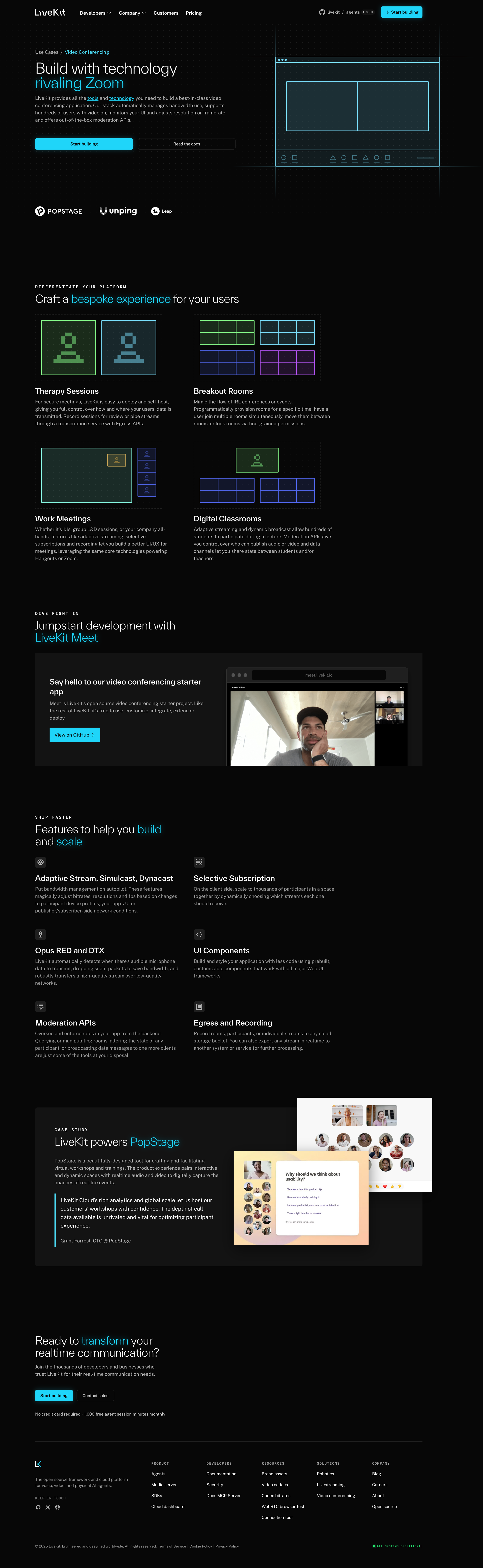 Livekit - Use Case Video Conferencing LiveKit screen