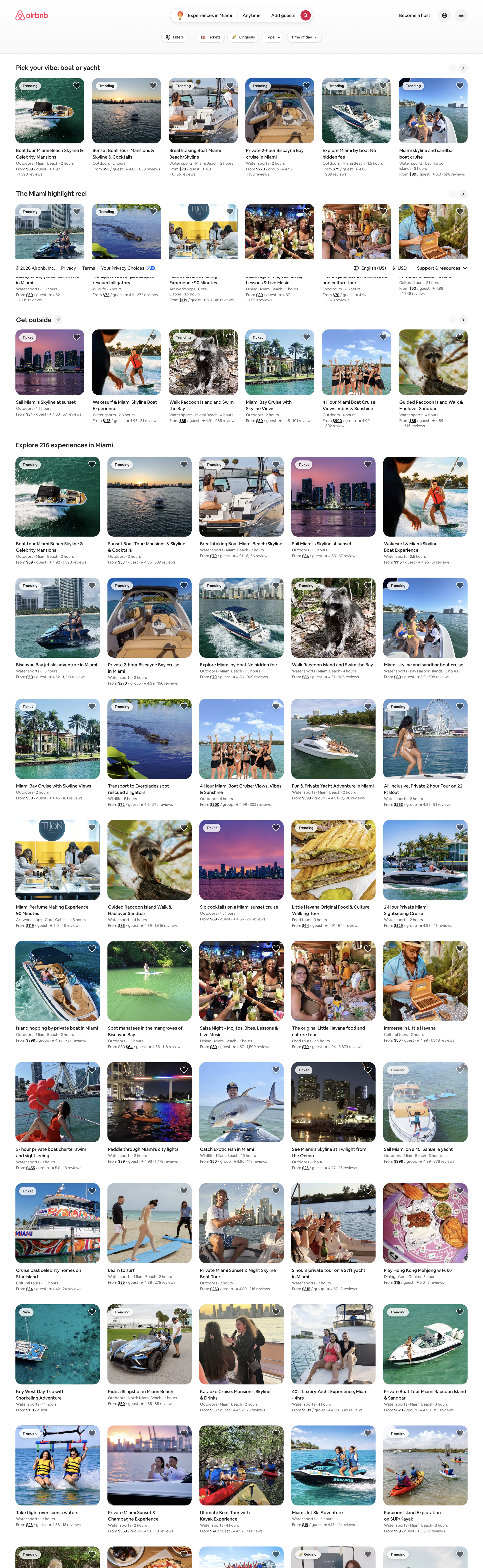 Airbnb - Things to Do in Miami | 5-Star Authentic Experiences - Airbnb screen