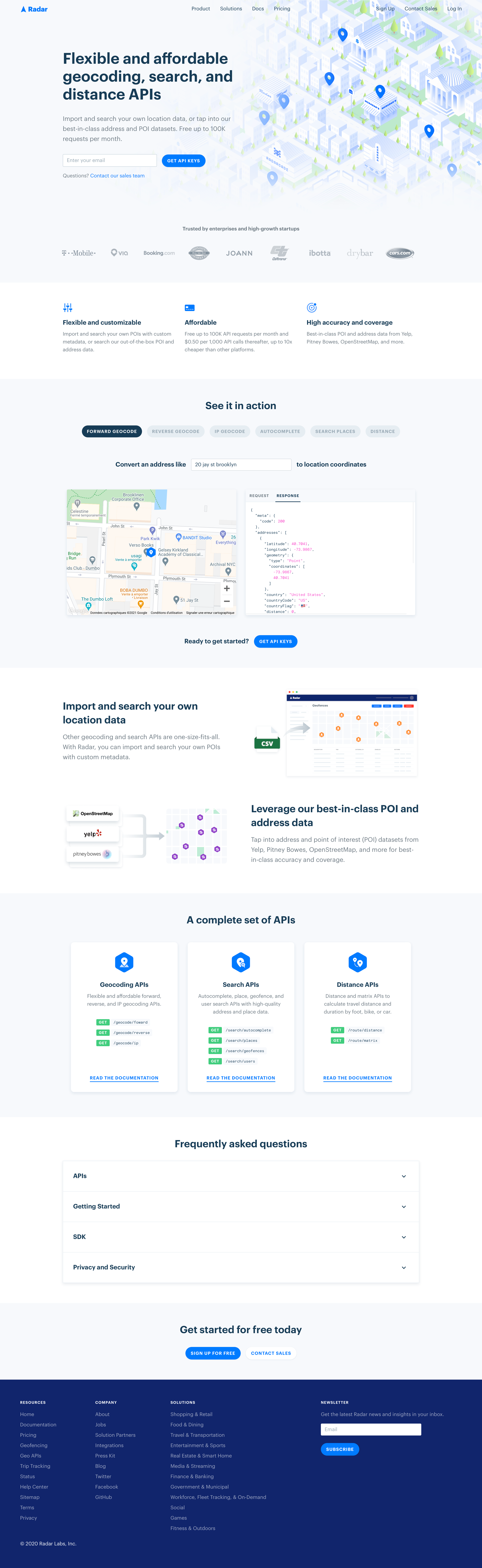 Radar - Geocoding, search, and distance APIs | Radar screen