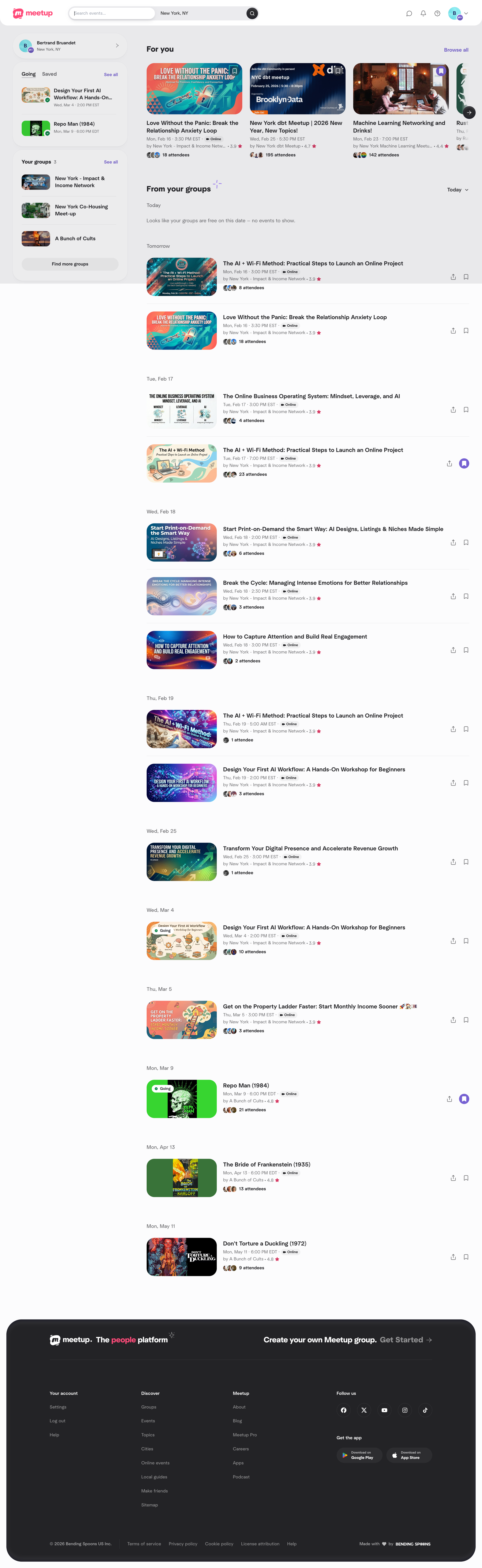 Meetup - Home screen