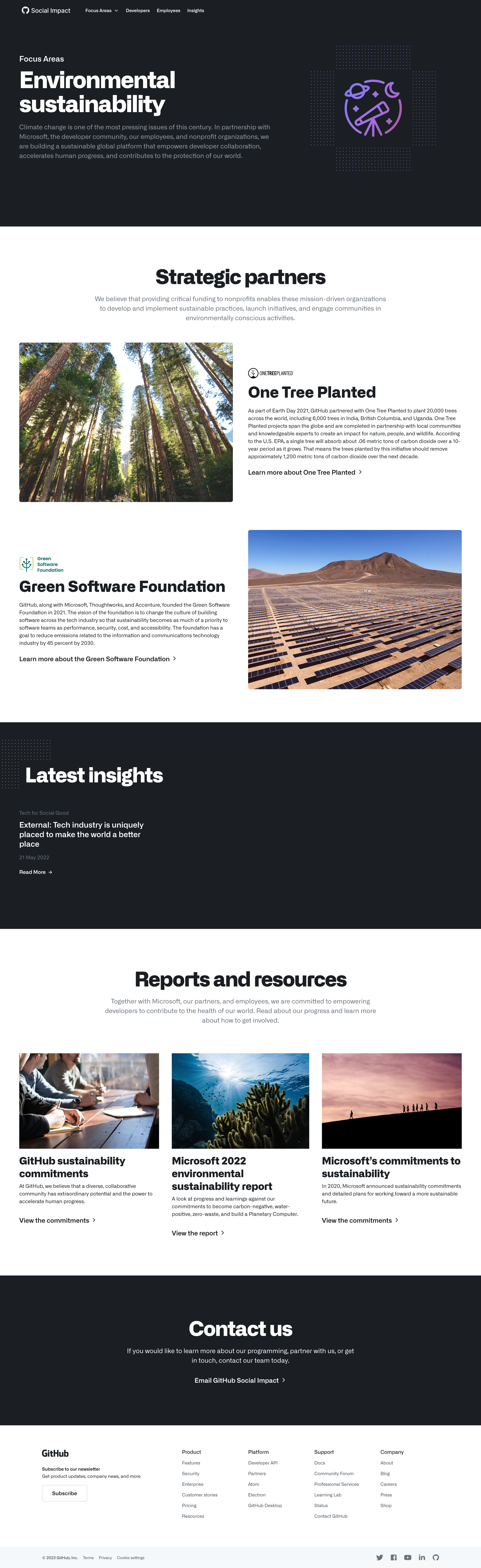 Github - Environmental Sustainability | GitHub Social Impact screen