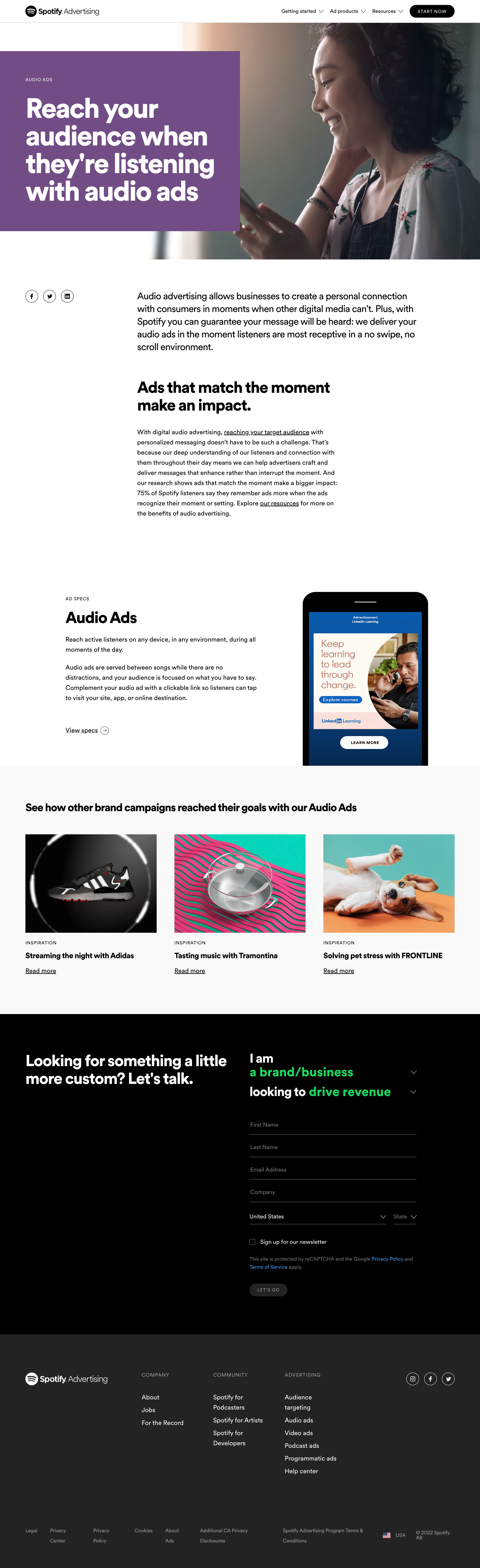 Spotify - Get Started with Audio Ads | Spotify screen