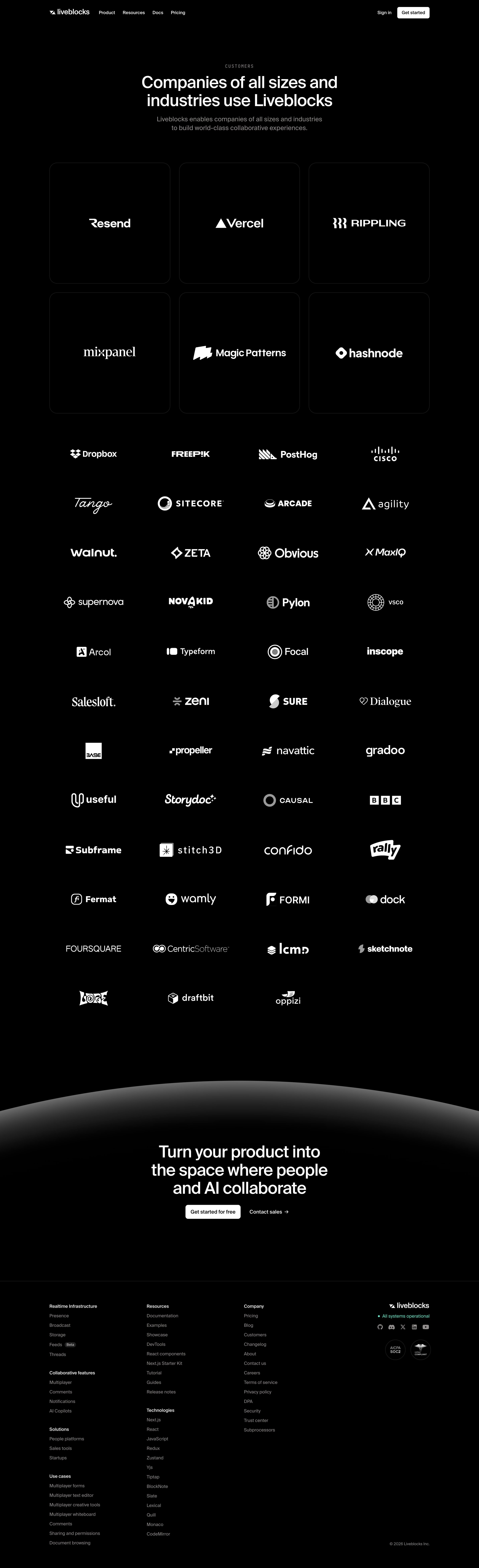 Liveblocks - Customers Liveblocks screen