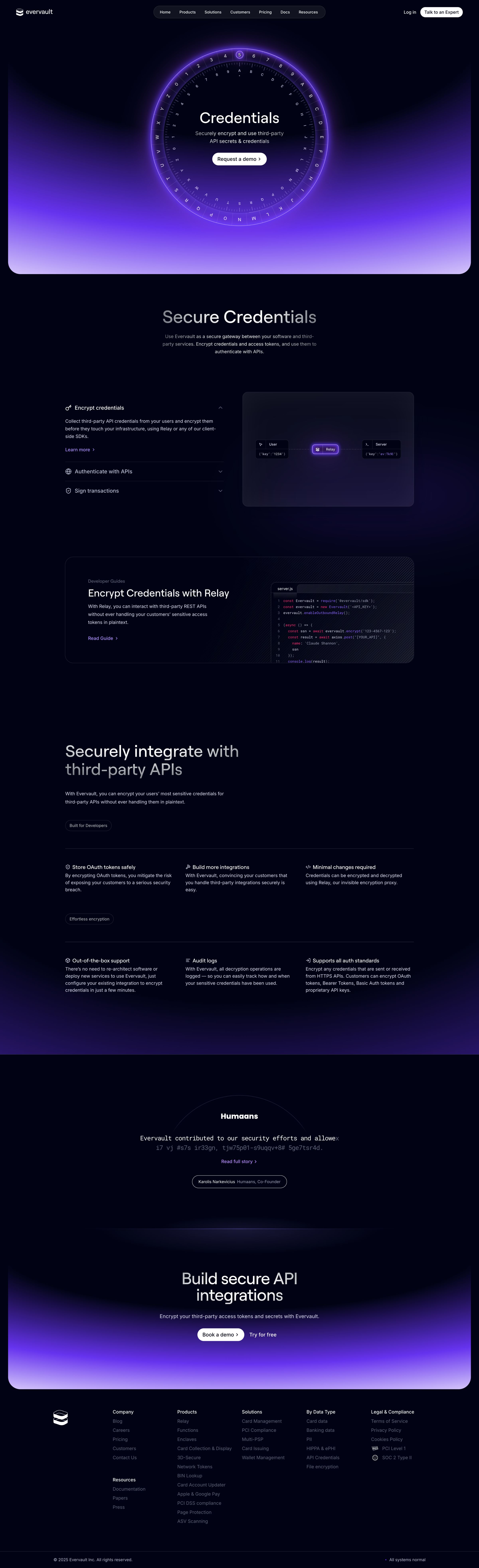 Evervault - Secure API Credentials — Evervault screen