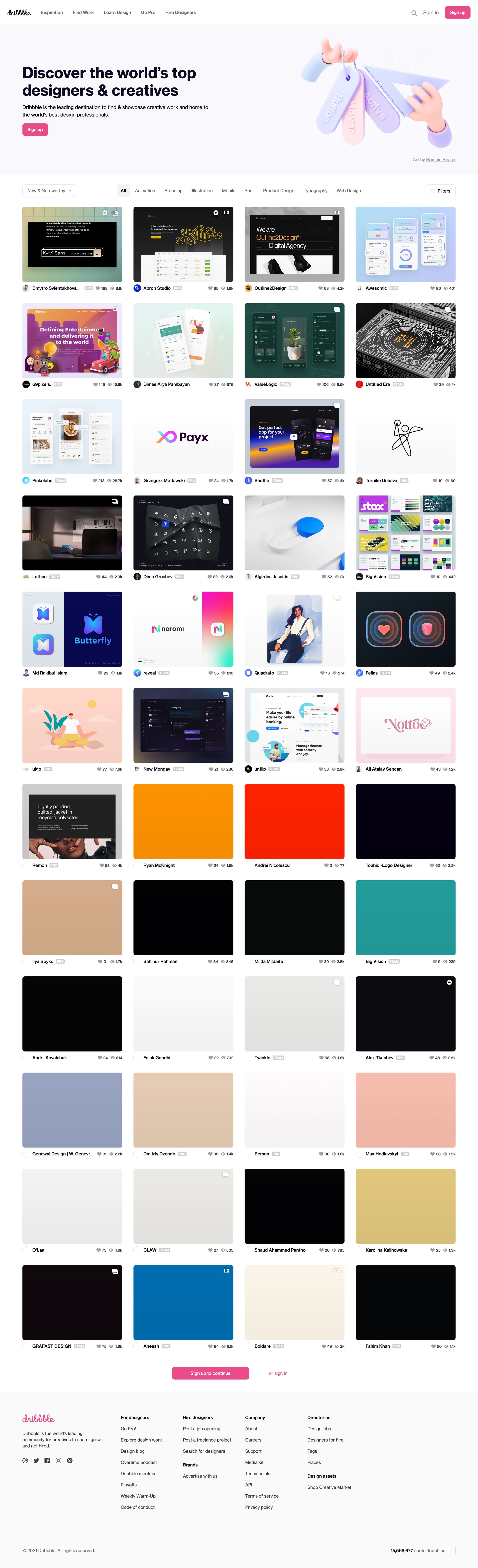 Dribbble - Dribbble - Discover the World’s Top Designers & Creative Professionals screen