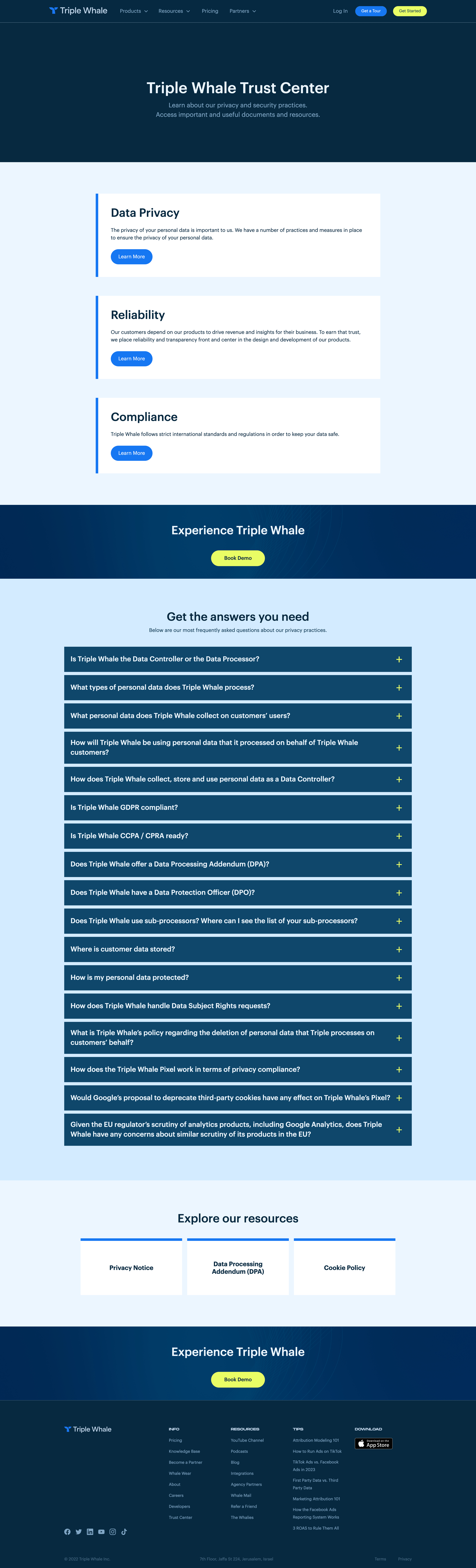 Triple Whale - Trust Center | Triple Whale screen