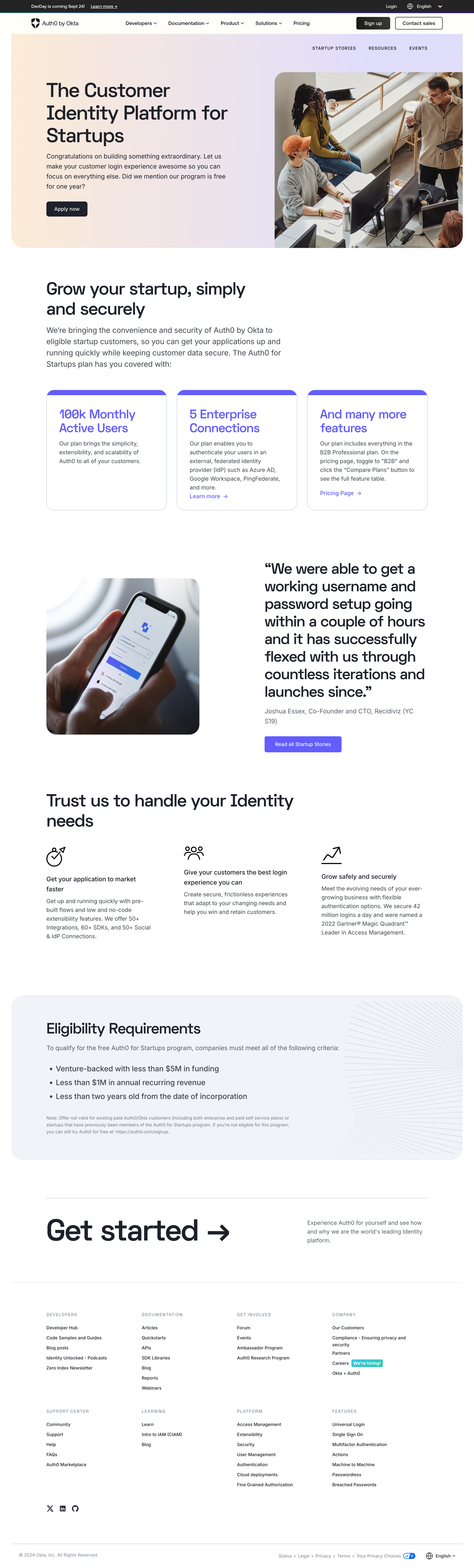 Customer Identity Platform for Startups | Auth0 by Okta from Auth0