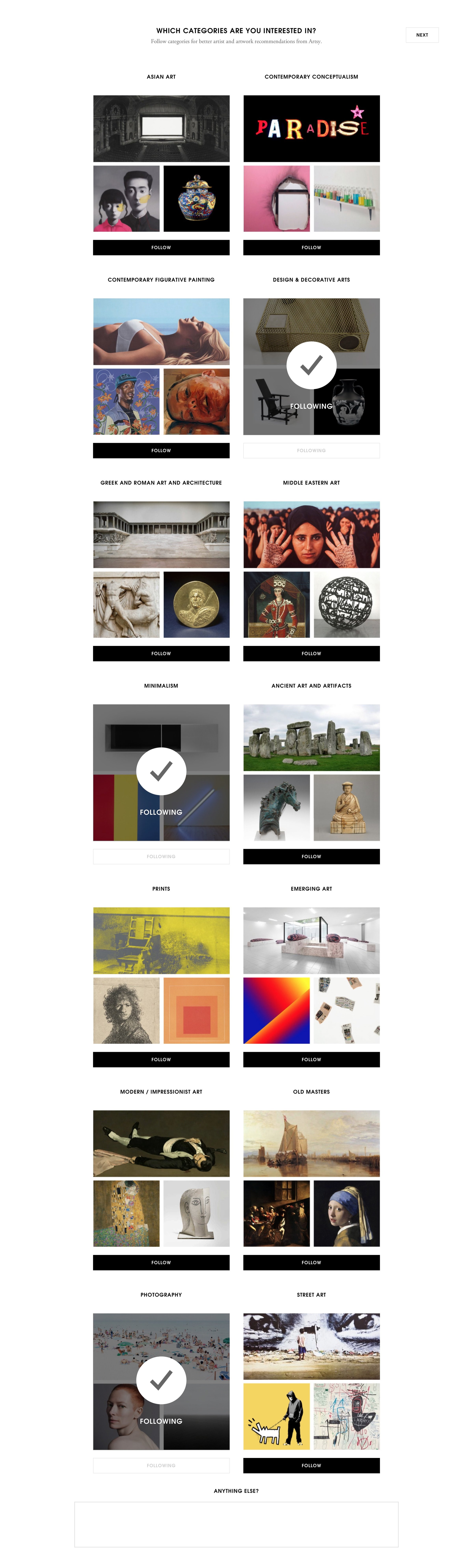 Artsy - Onboarding screen