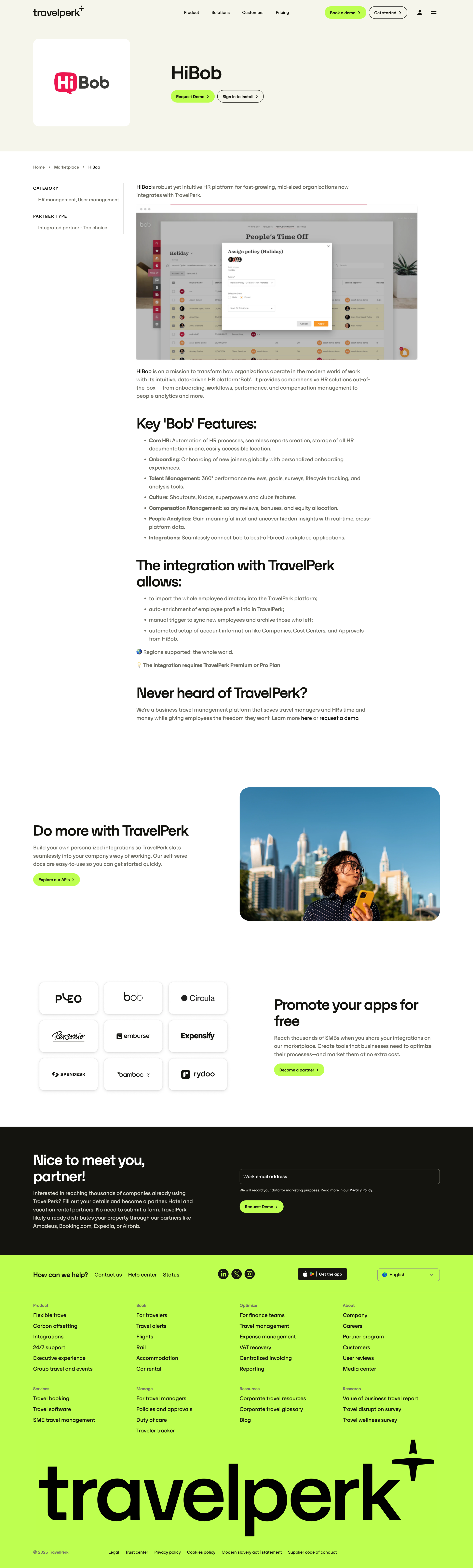 Travelperk - HiBob screen