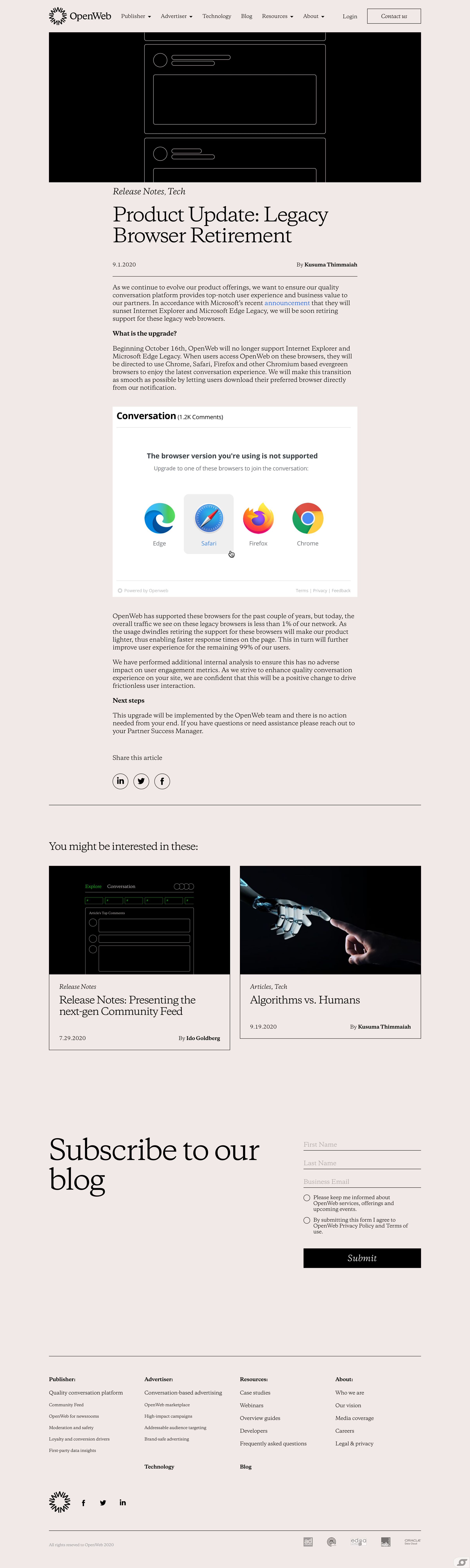 OpenWeb - Blog screen
