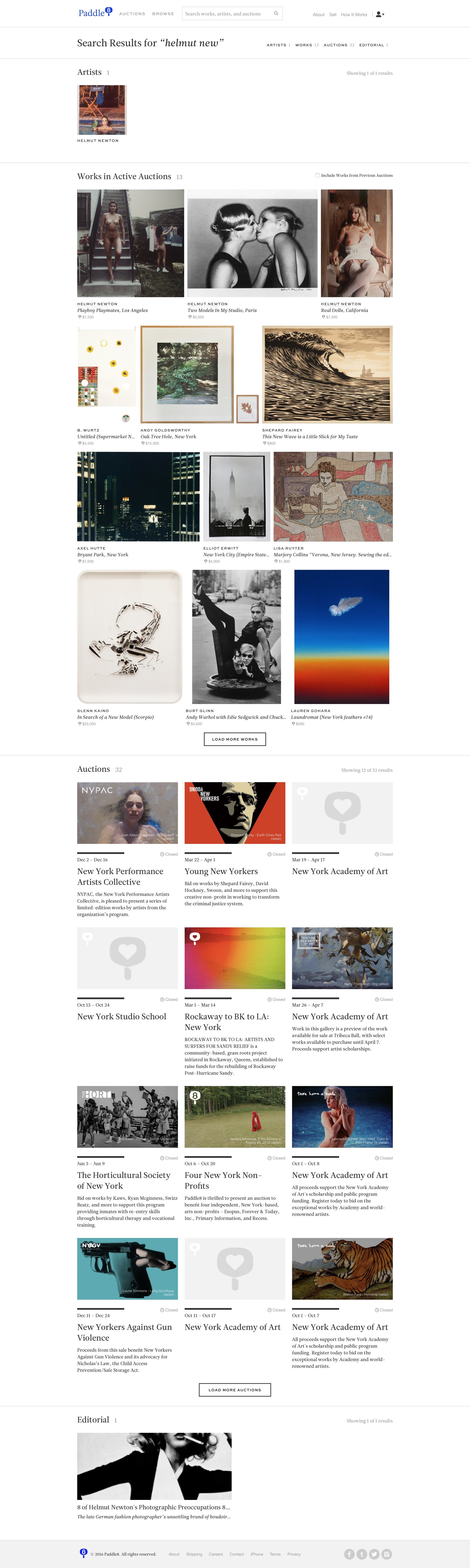 Paddle8 - Search screen