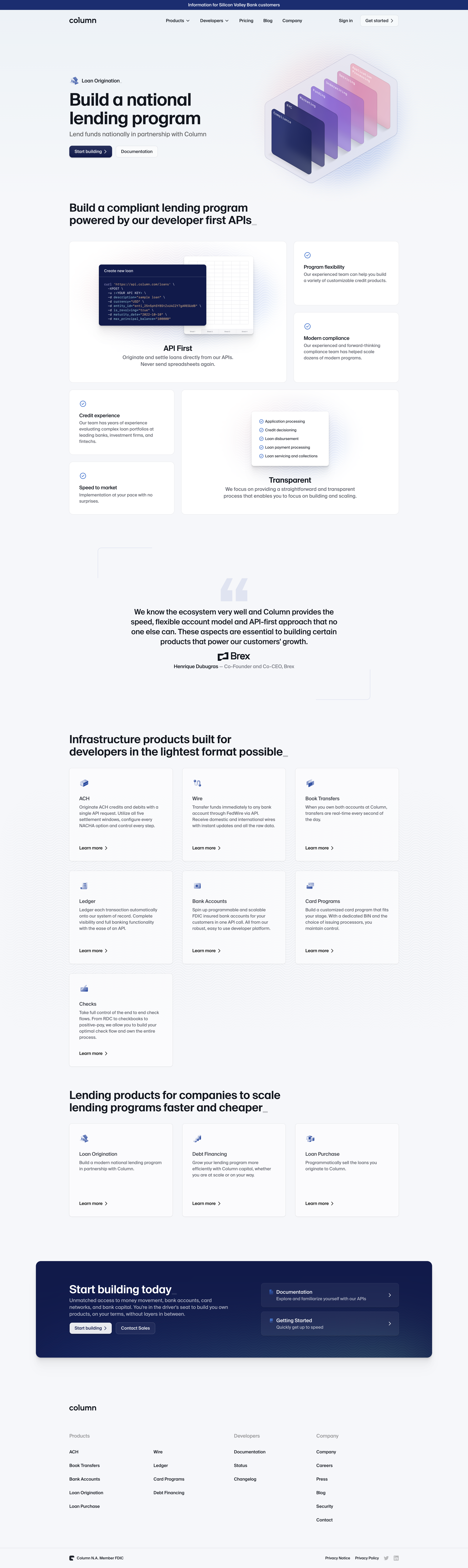 Column - Loan Origination — Column screen